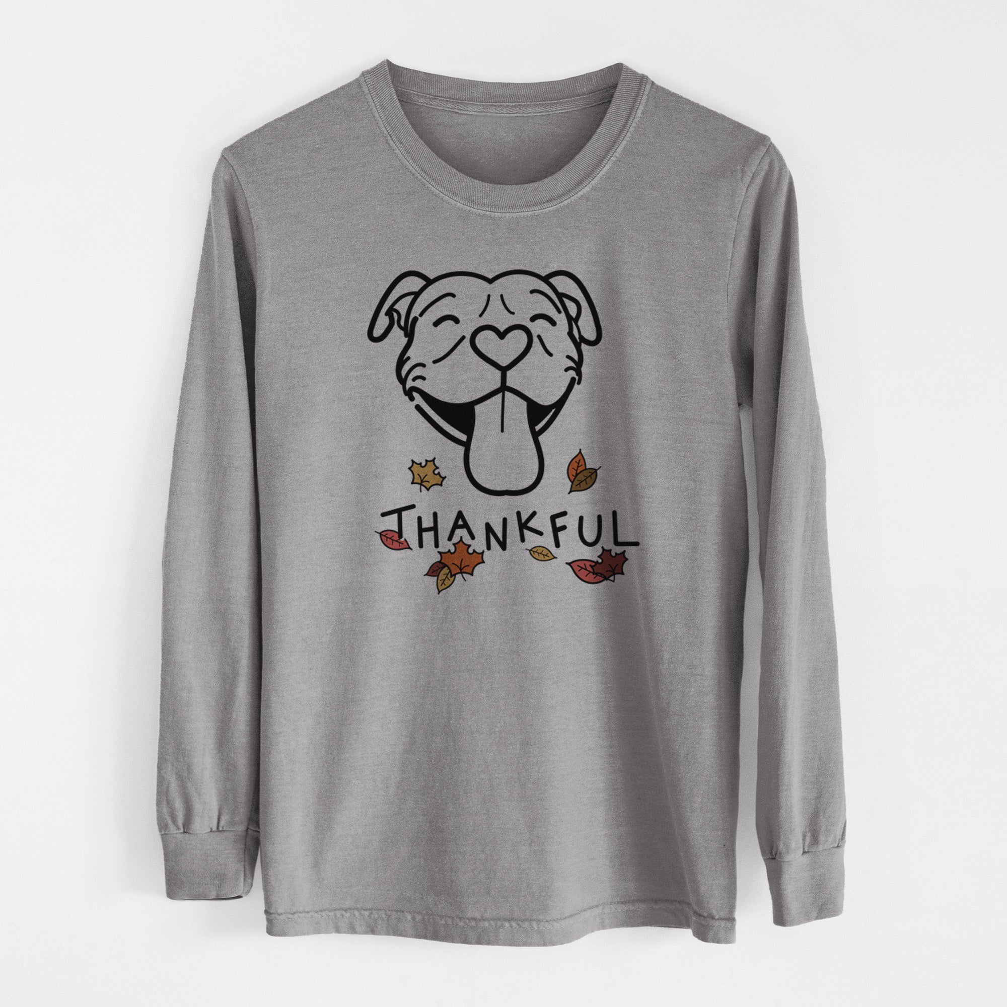 Thankful Pitbull - Louie - Men's Heavyweight 100% Cotton Long Sleeve