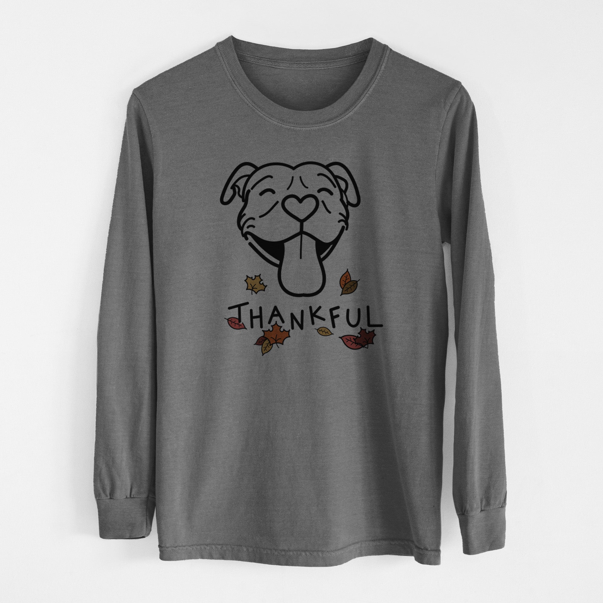 Thankful Pitbull - Louie - Men's Heavyweight 100% Cotton Long Sleeve