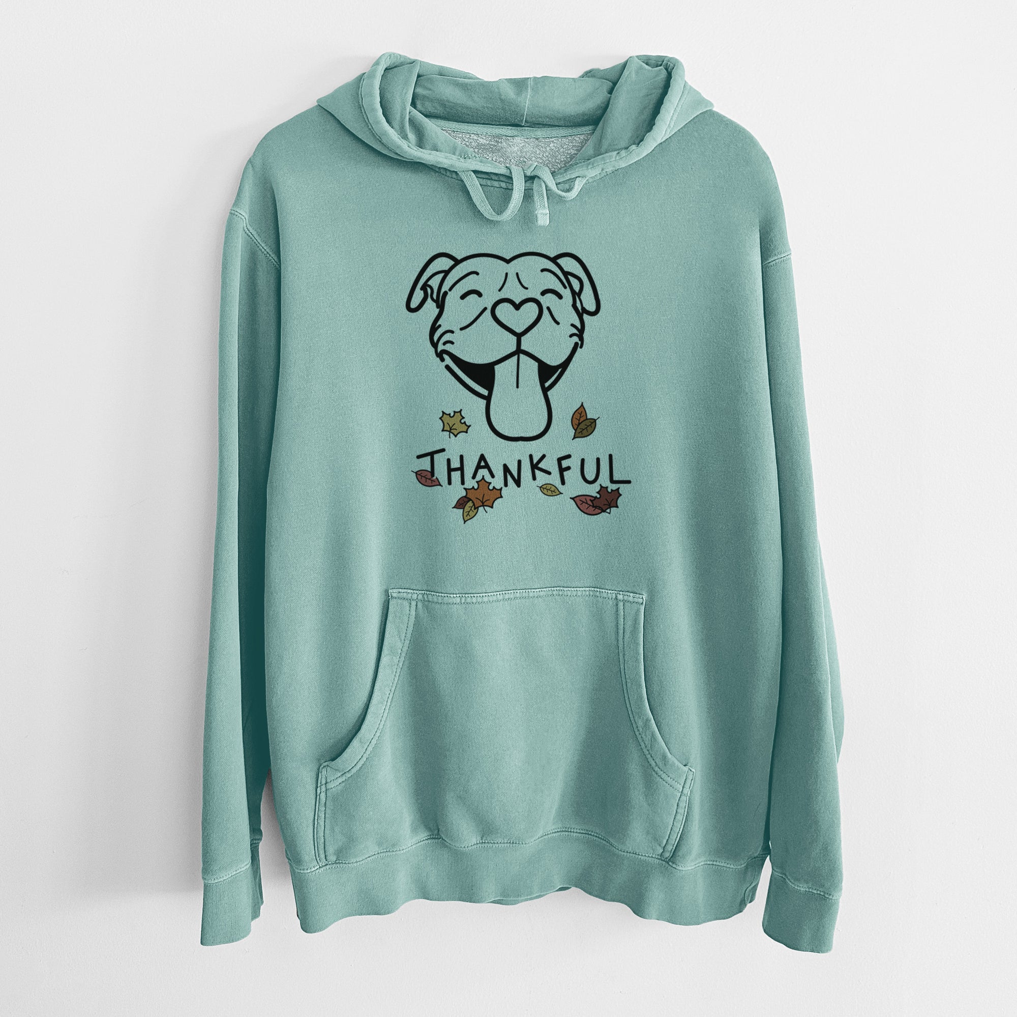 Thankful Pitbull - Louie - Unisex Pigment Dyed Hoodie