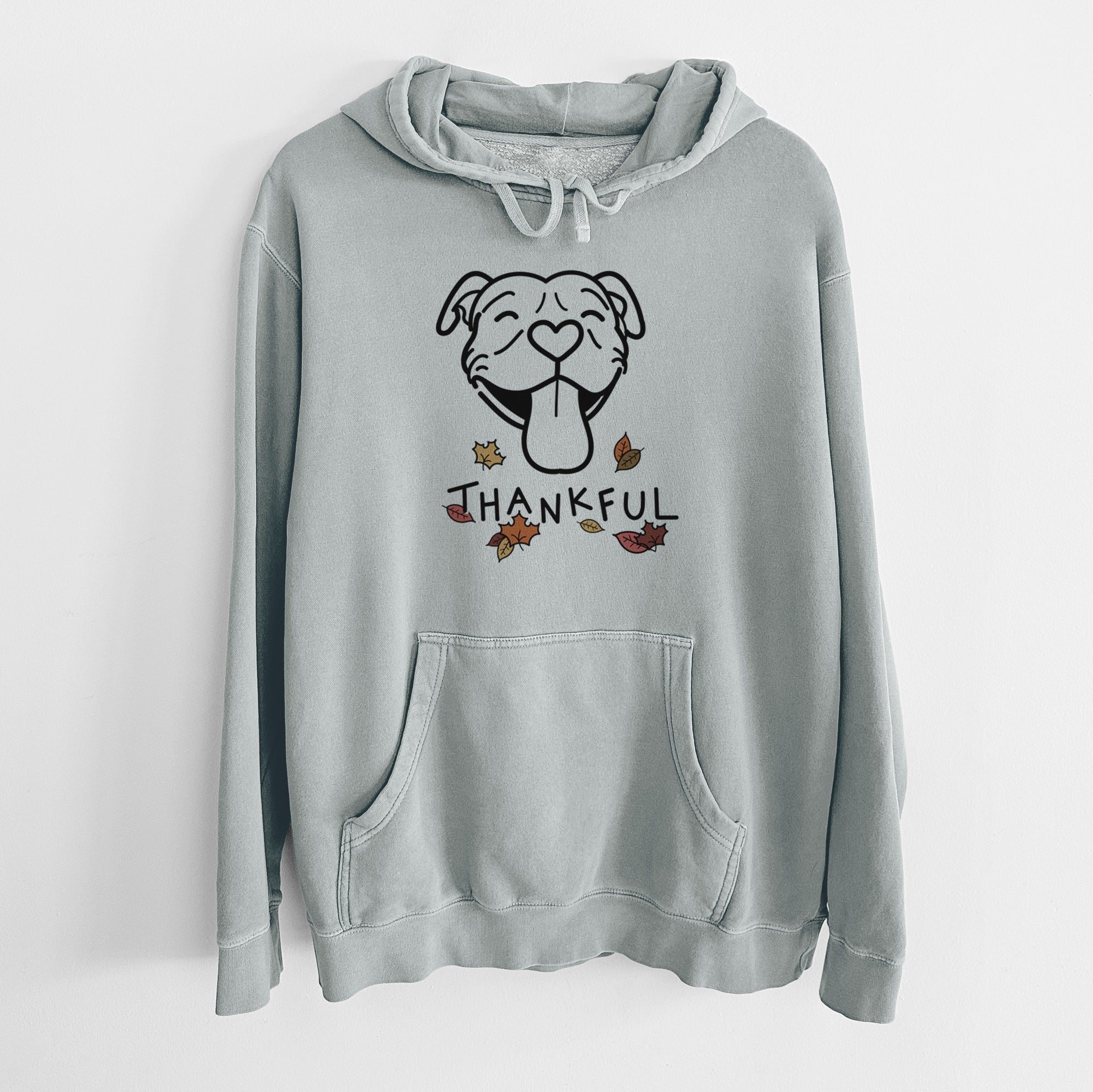 Thankful Pitbull - Louie - Unisex Pigment Dyed Hoodie