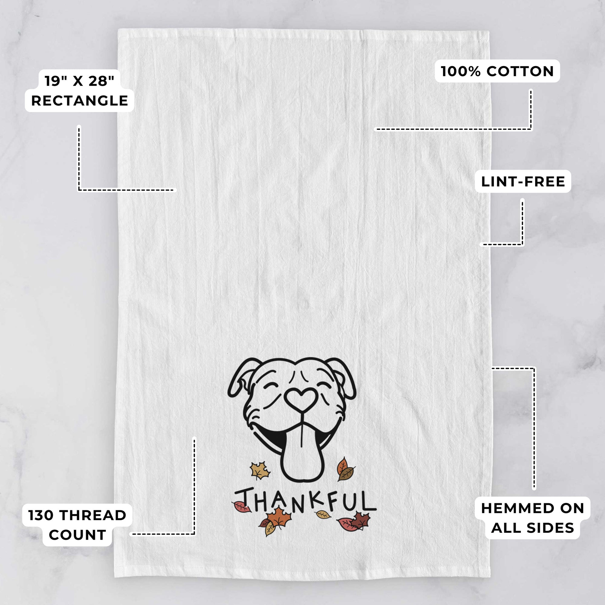 Thankful Pitbull - Louie - Tea Towel