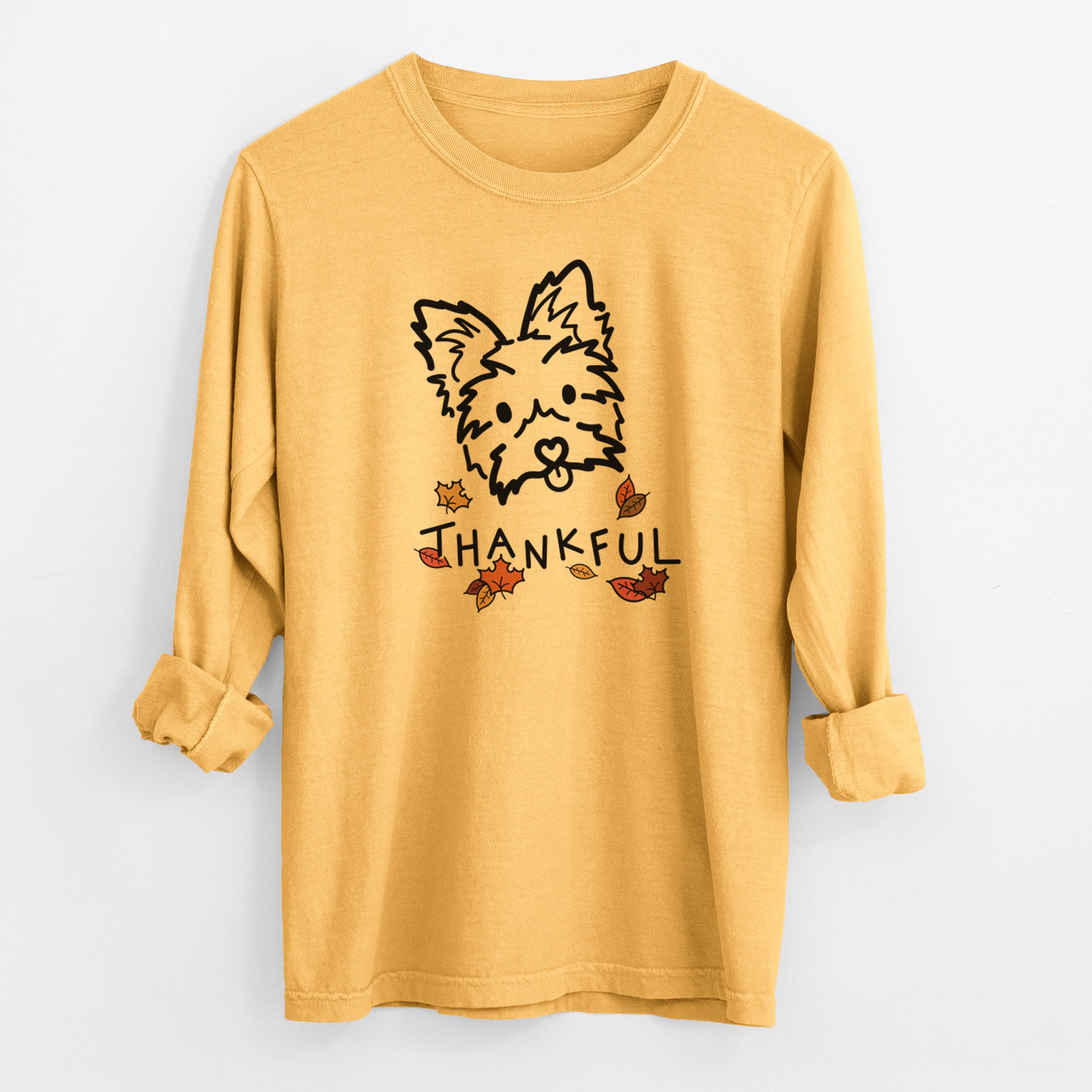 Thankful Yorkshire Terrier - Luna - Men's Heavyweight 100% Cotton Long Sleeve