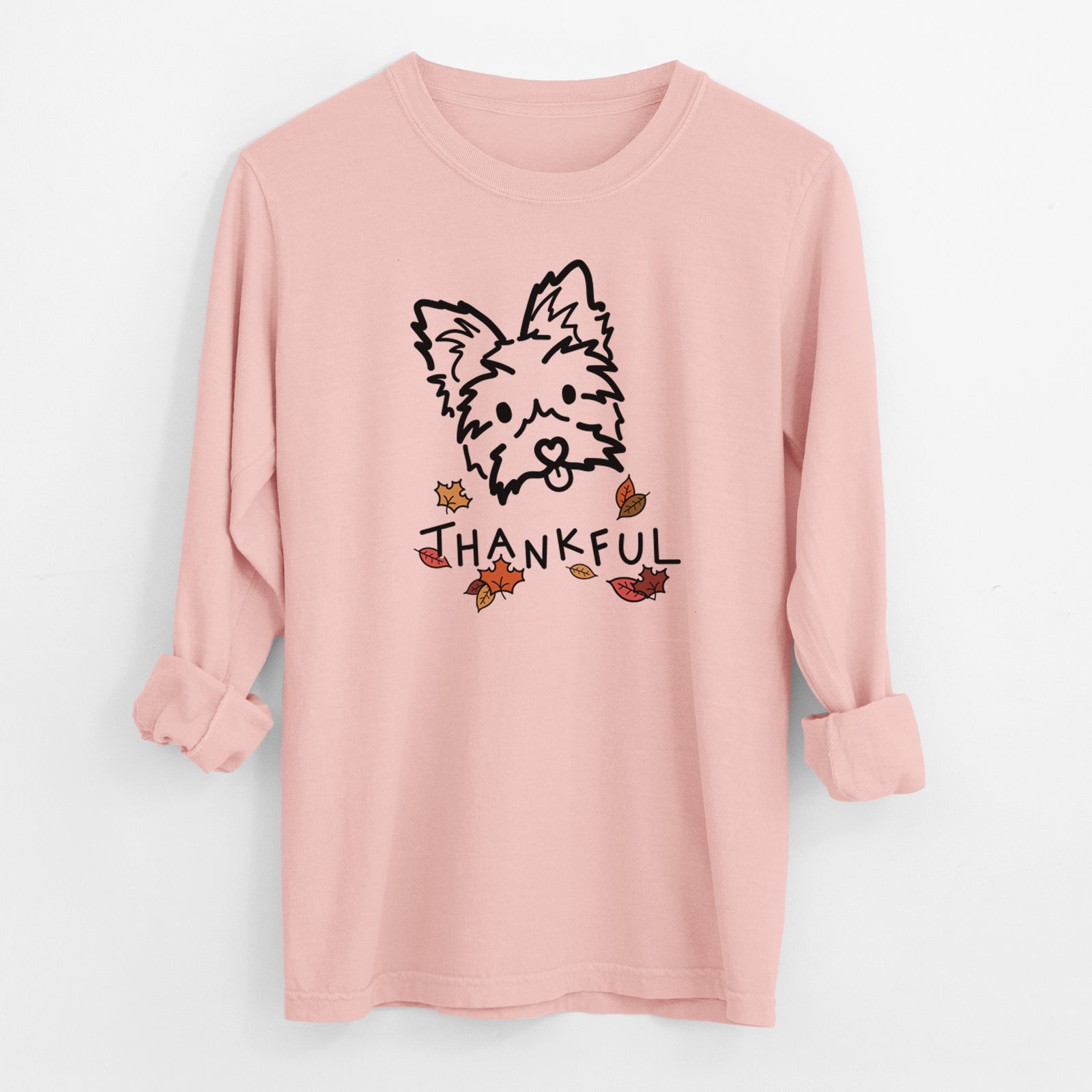 Thankful Yorkshire Terrier - Luna - Men's Heavyweight 100% Cotton Long Sleeve