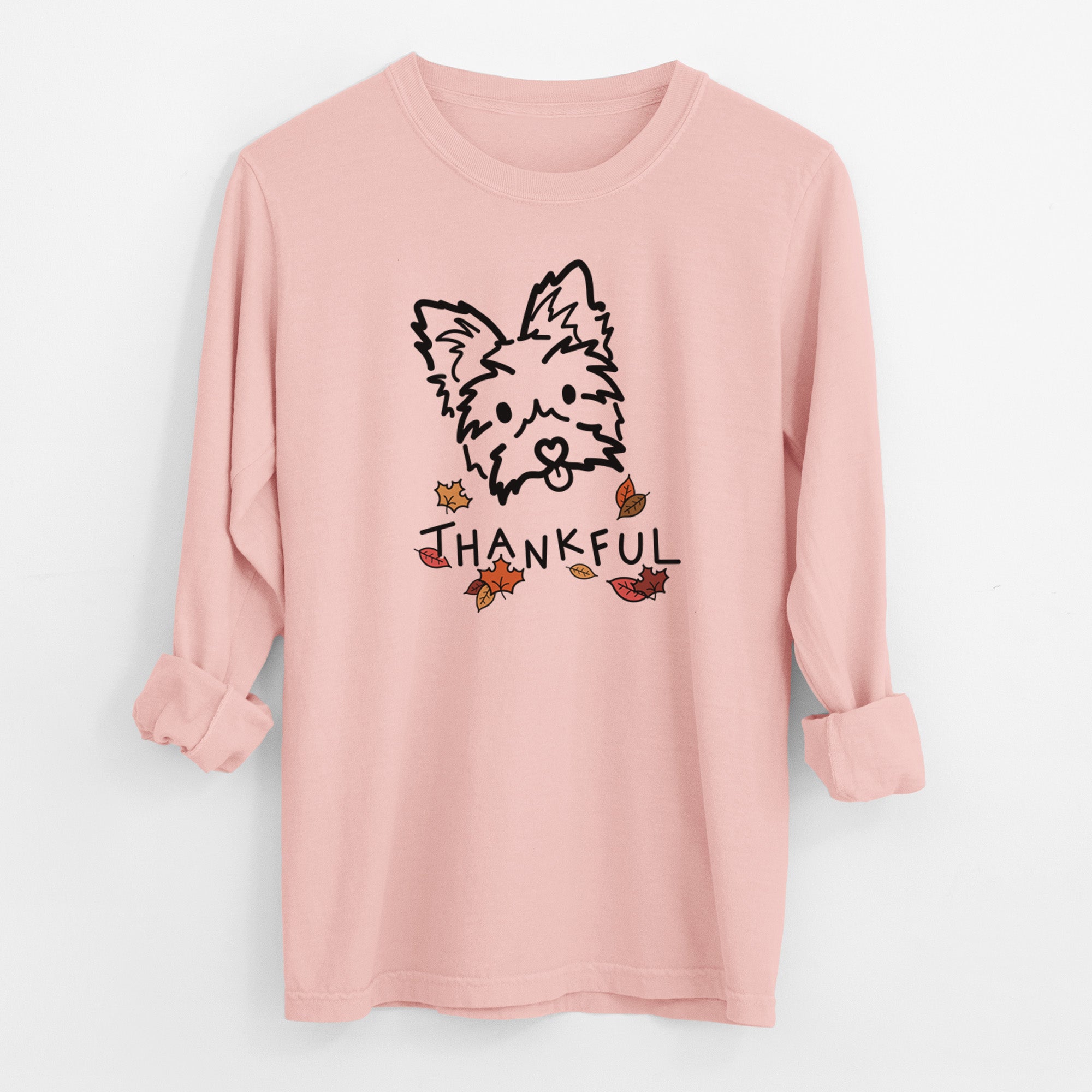 Thankful Yorkshire Terrier - Luna - Men's Heavyweight 100% Cotton Long Sleeve