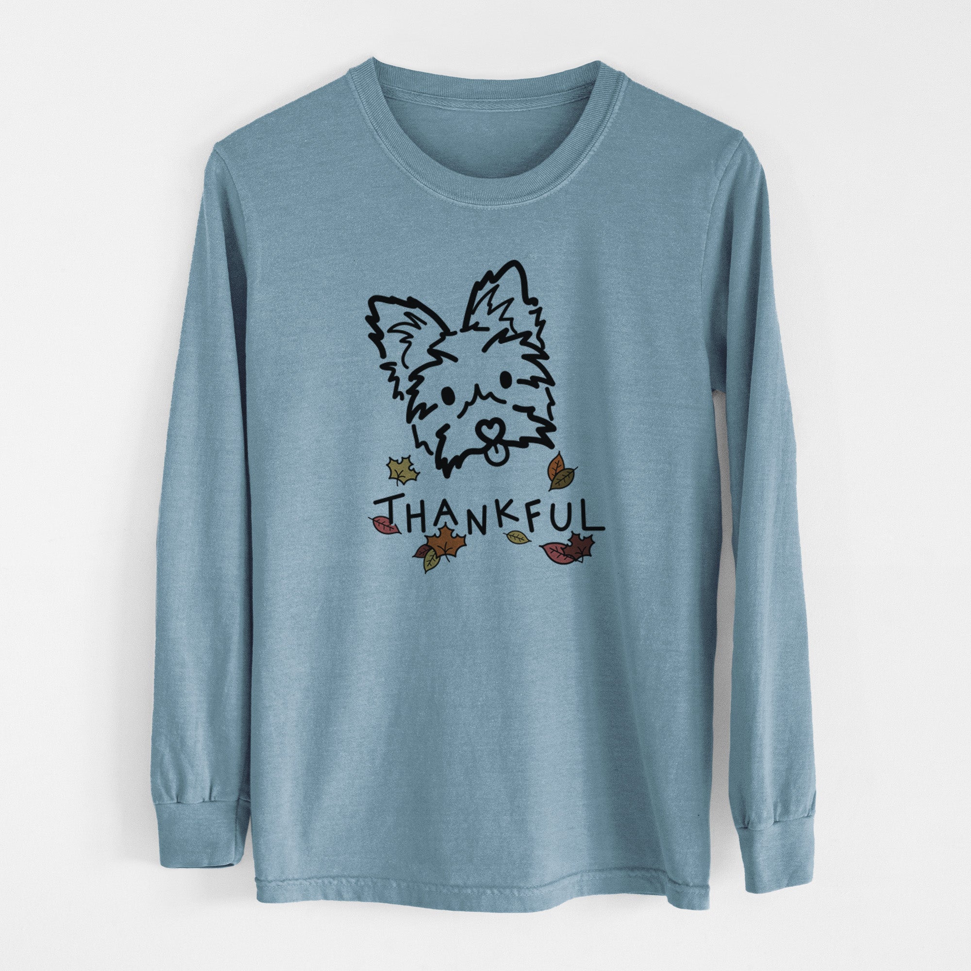 Thankful Yorkshire Terrier - Luna - Men's Heavyweight 100% Cotton Long Sleeve