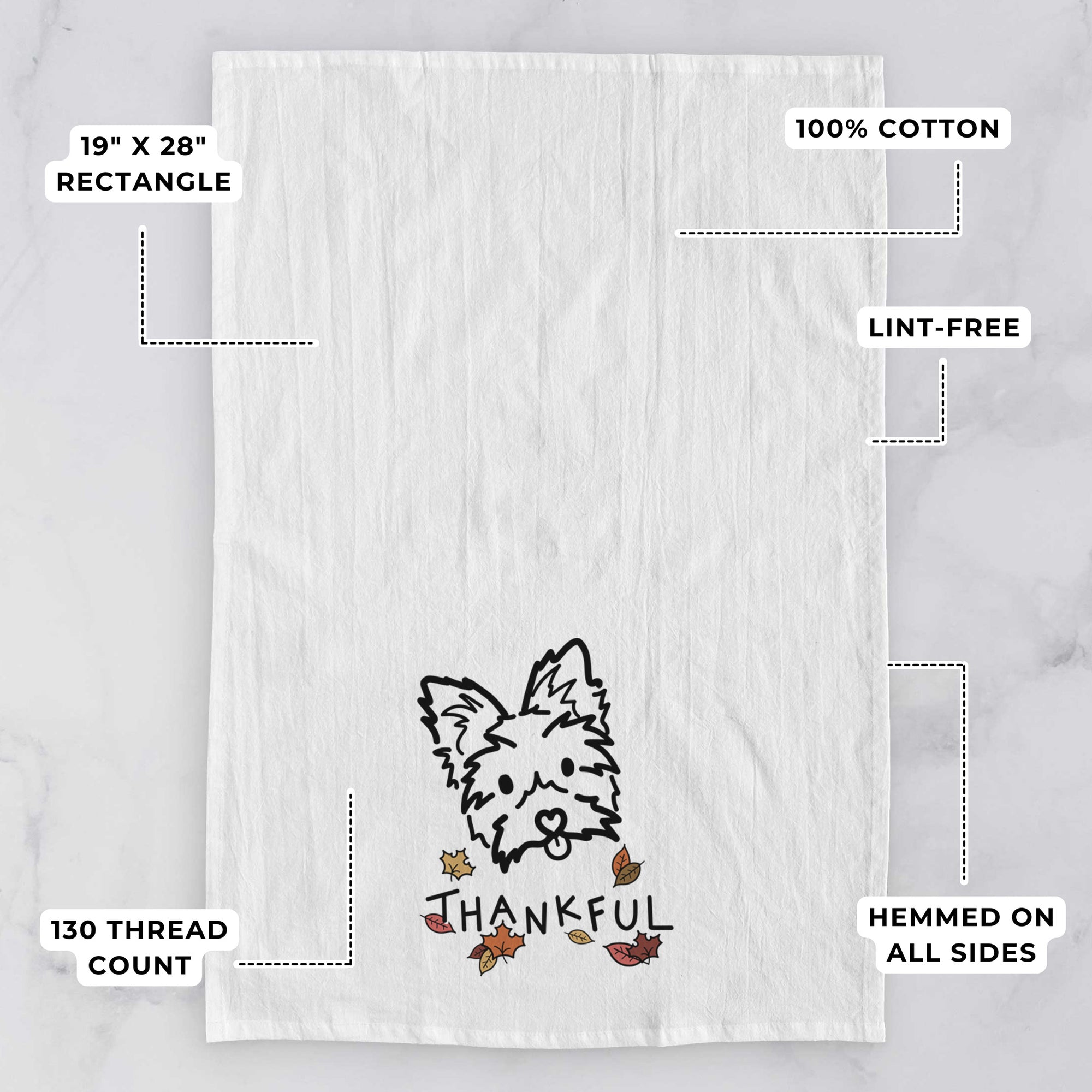 Thankful Yorkshire Terrier - Luna - Tea Towel