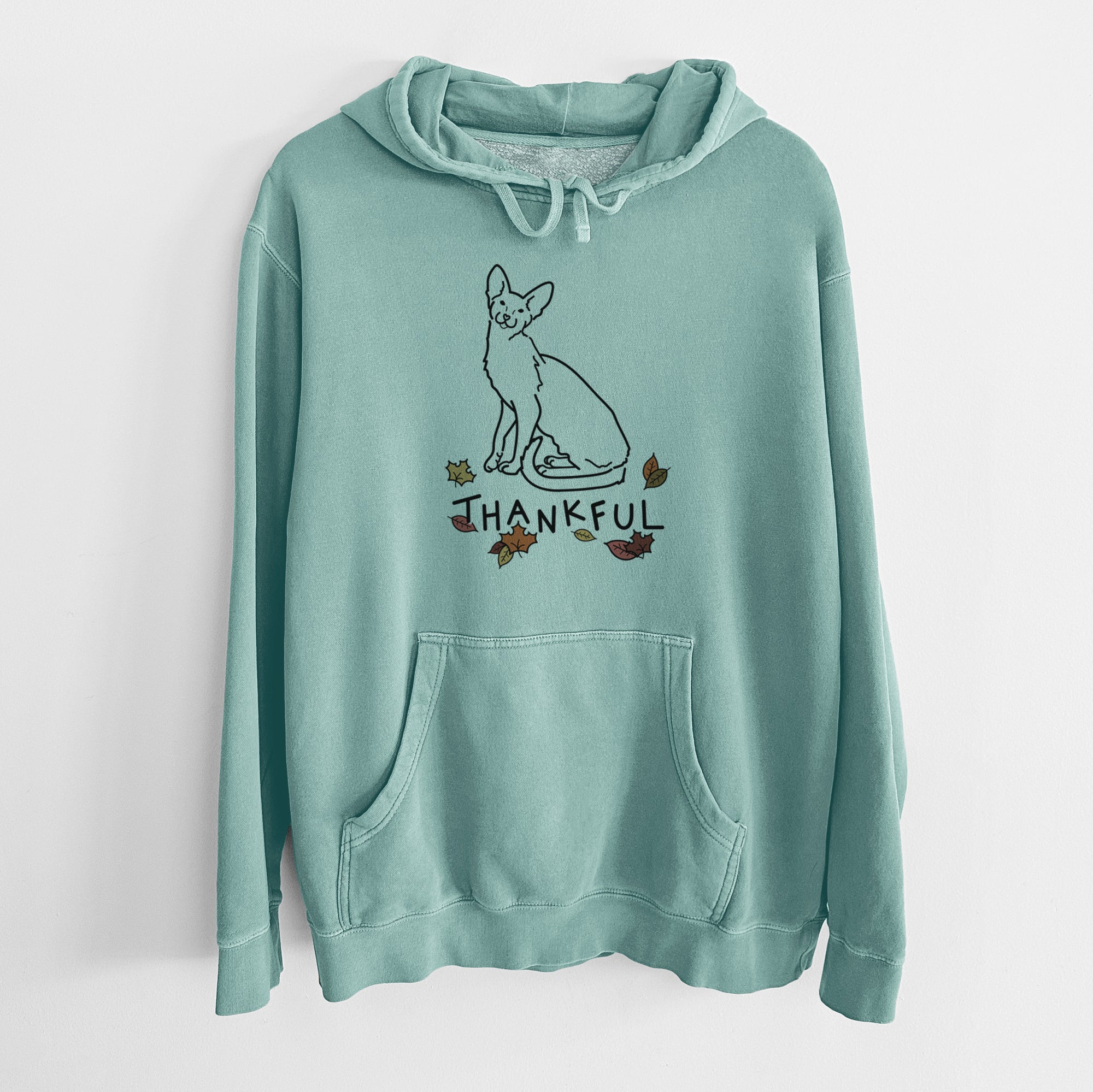 Thankful Oriental Shorthair Cat - Lyra - Unisex Pigment Dyed Hoodie