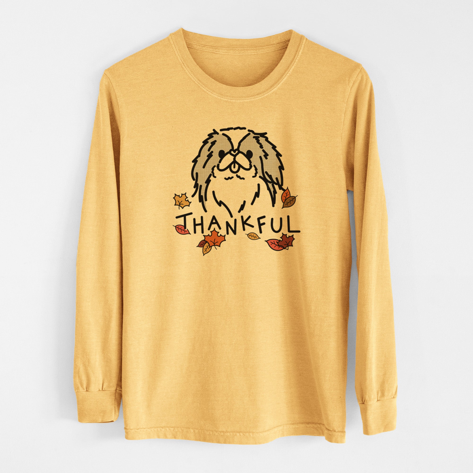 Thankful Japanese Chin - Macha - Men's Heavyweight 100% Cotton Long Sleeve