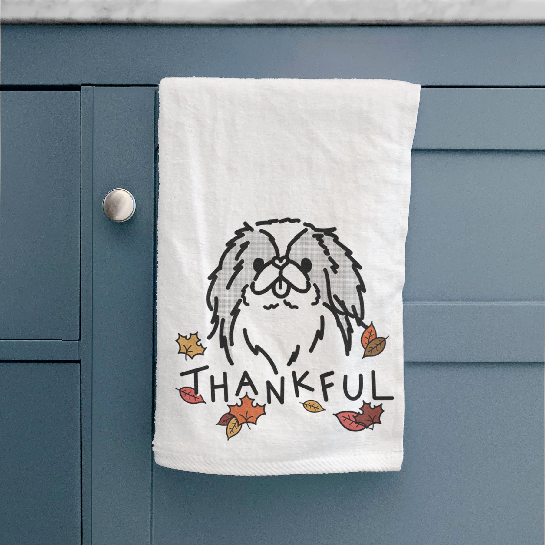 Thankful Japanese Chin - Macha - Decorative Hand Towel