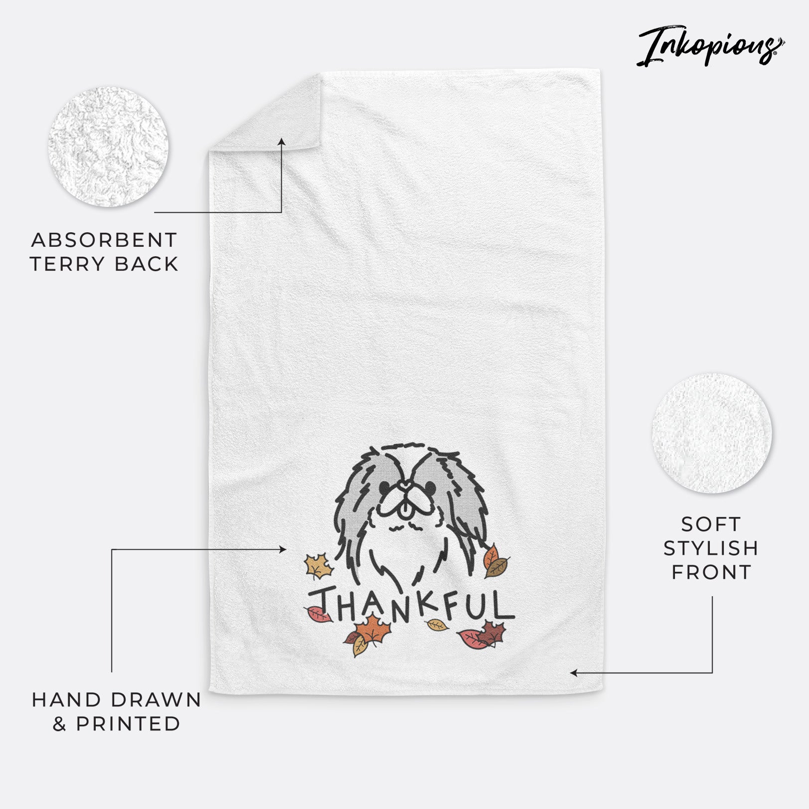 Thankful Japanese Chin - Macha - Decorative Hand Towel