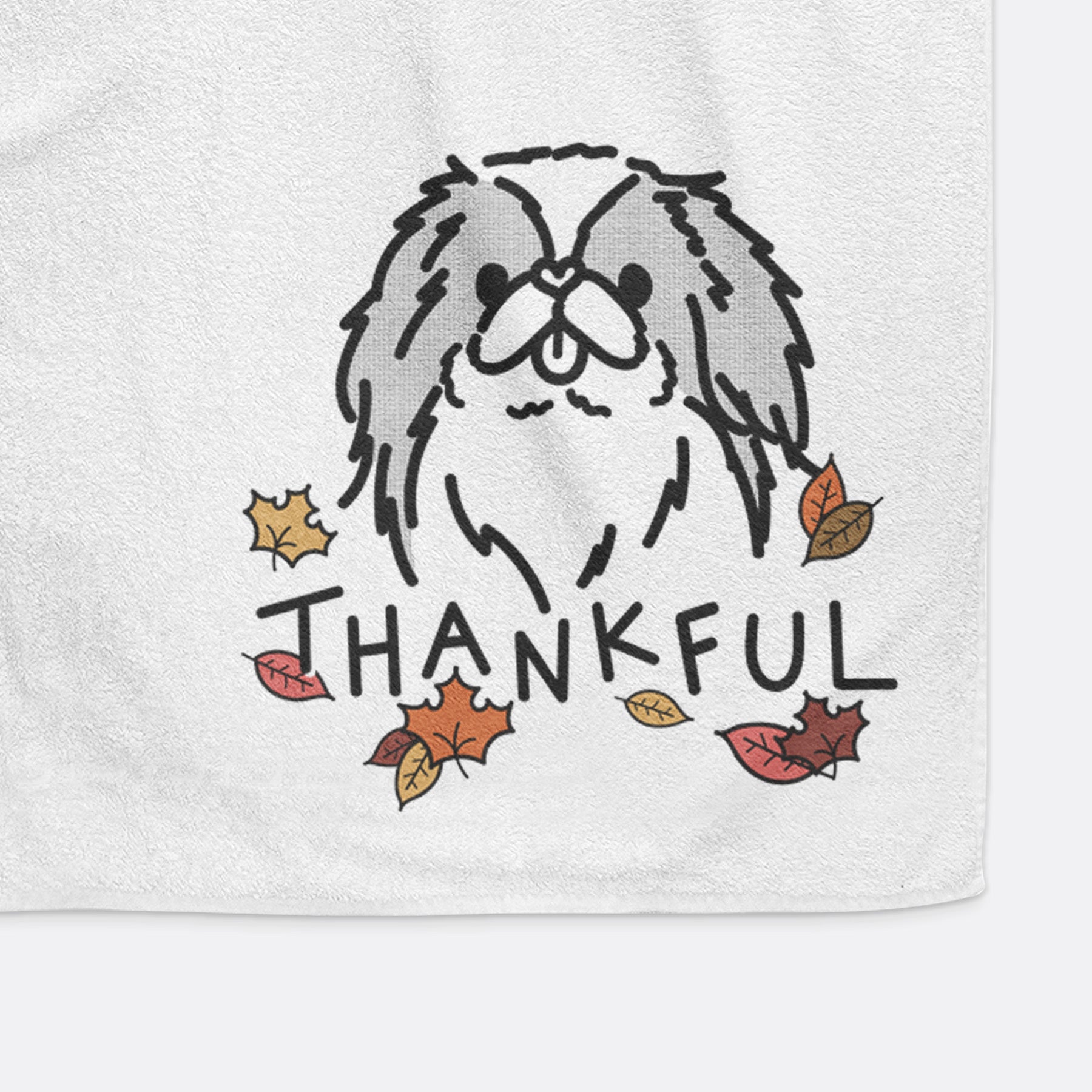 Thankful Japanese Chin - Macha - Decorative Hand Towel