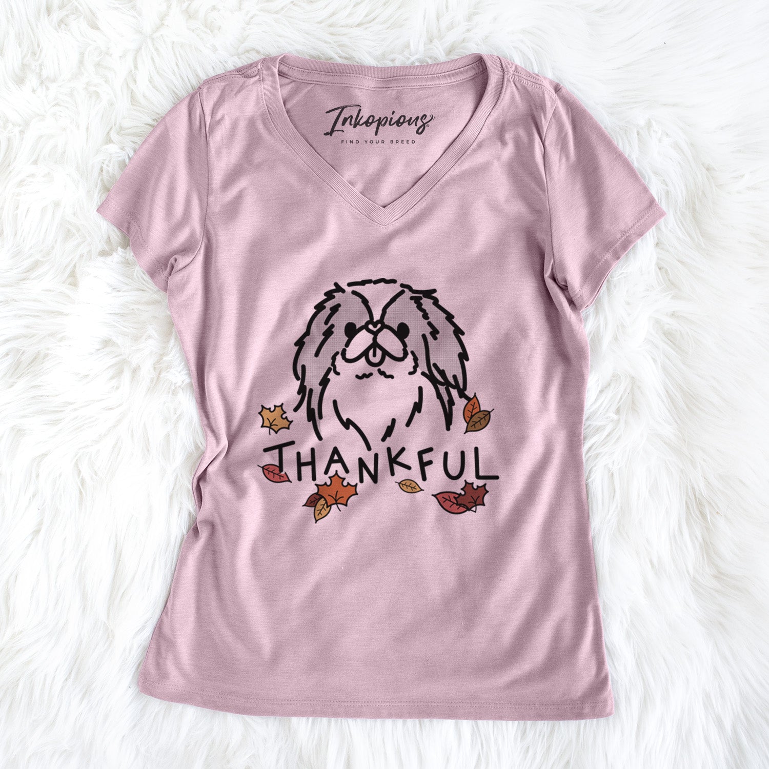 Thankful Japanese Chin - Macha - Women's Perfect V-neck Shirt