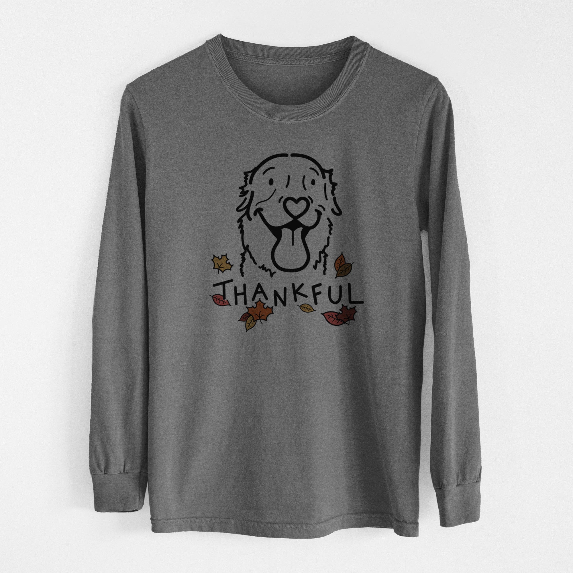 Thankful Golden Retriever - Maple - Men's Heavyweight 100% Cotton Long Sleeve