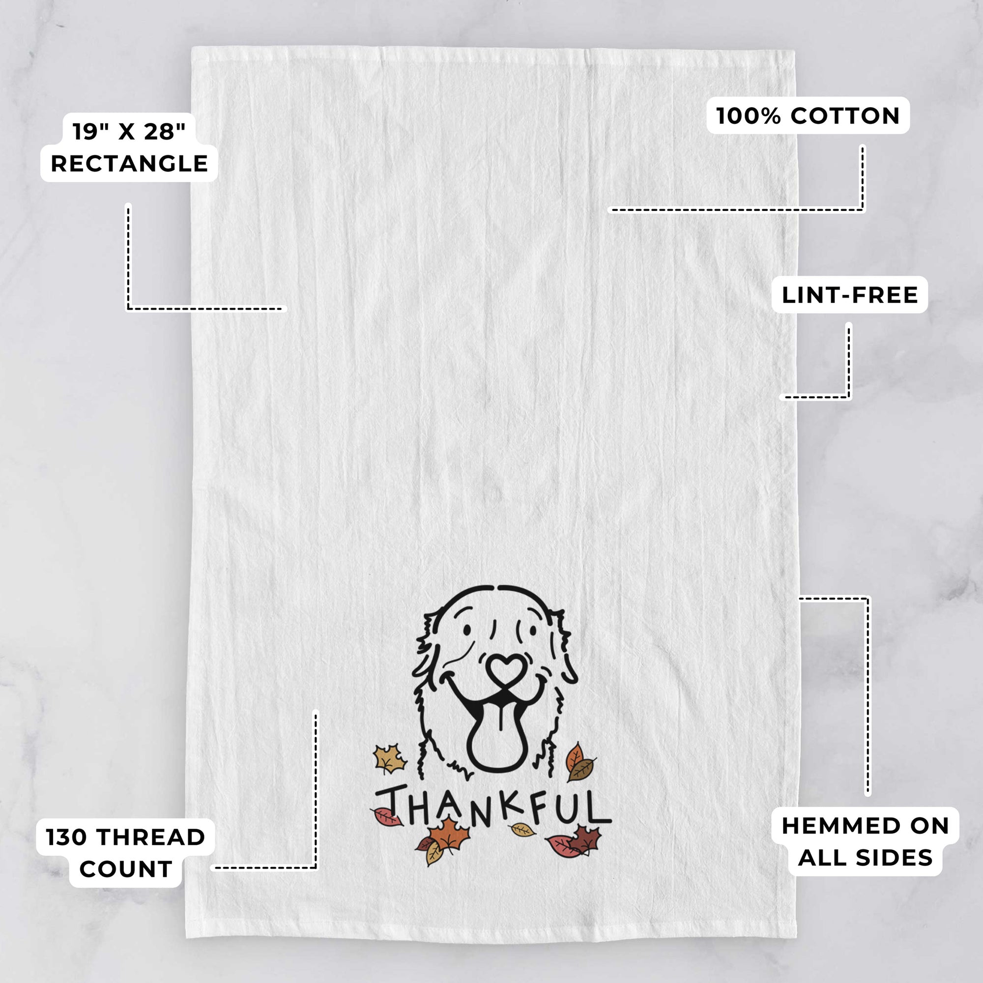 Thankful Golden Retriever - Maple - Tea Towel