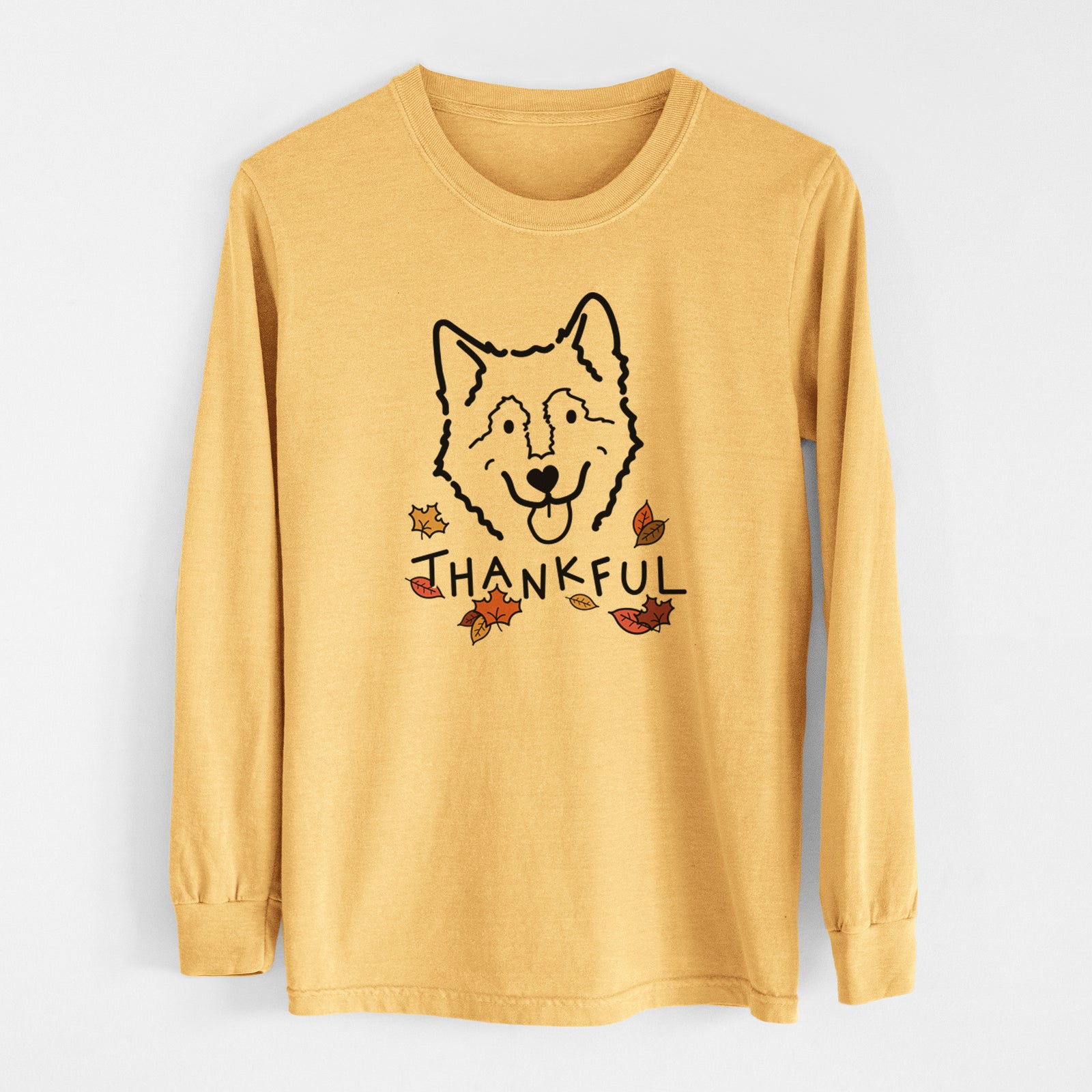 Thankful Alaskan Malamute - Max - Men's Heavyweight 100% Cotton Long Sleeve