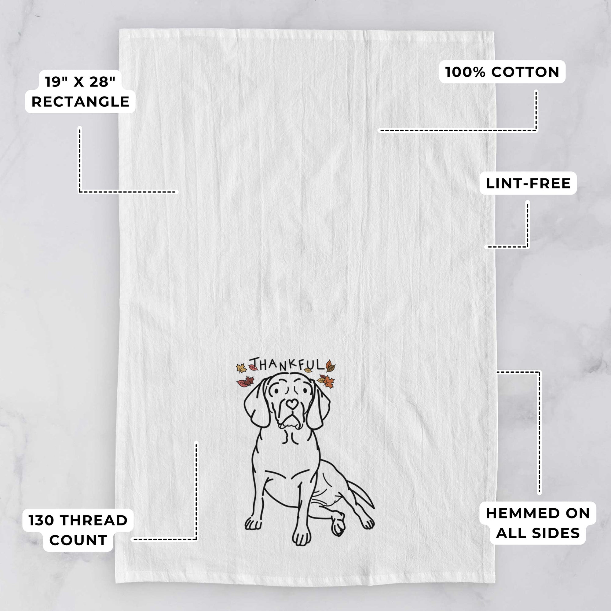 Thankful Puggle - Mayble - Tea Towel