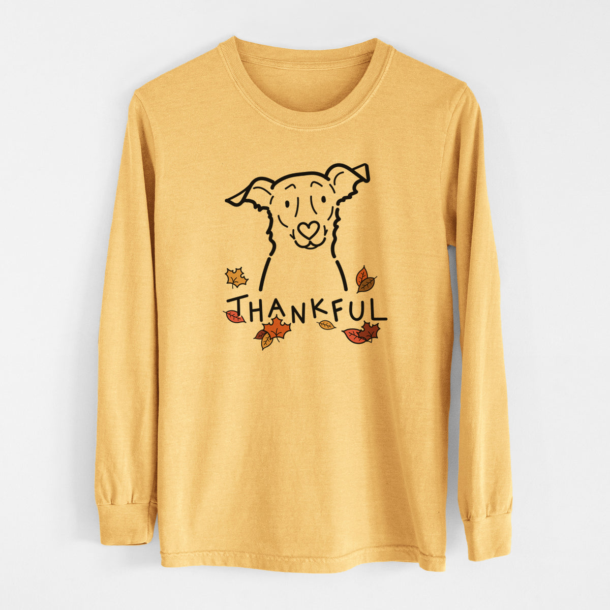 Thankful Border Collie Mix - Millie - Men&#39;s Heavyweight 100% Cotton Long Sleeve