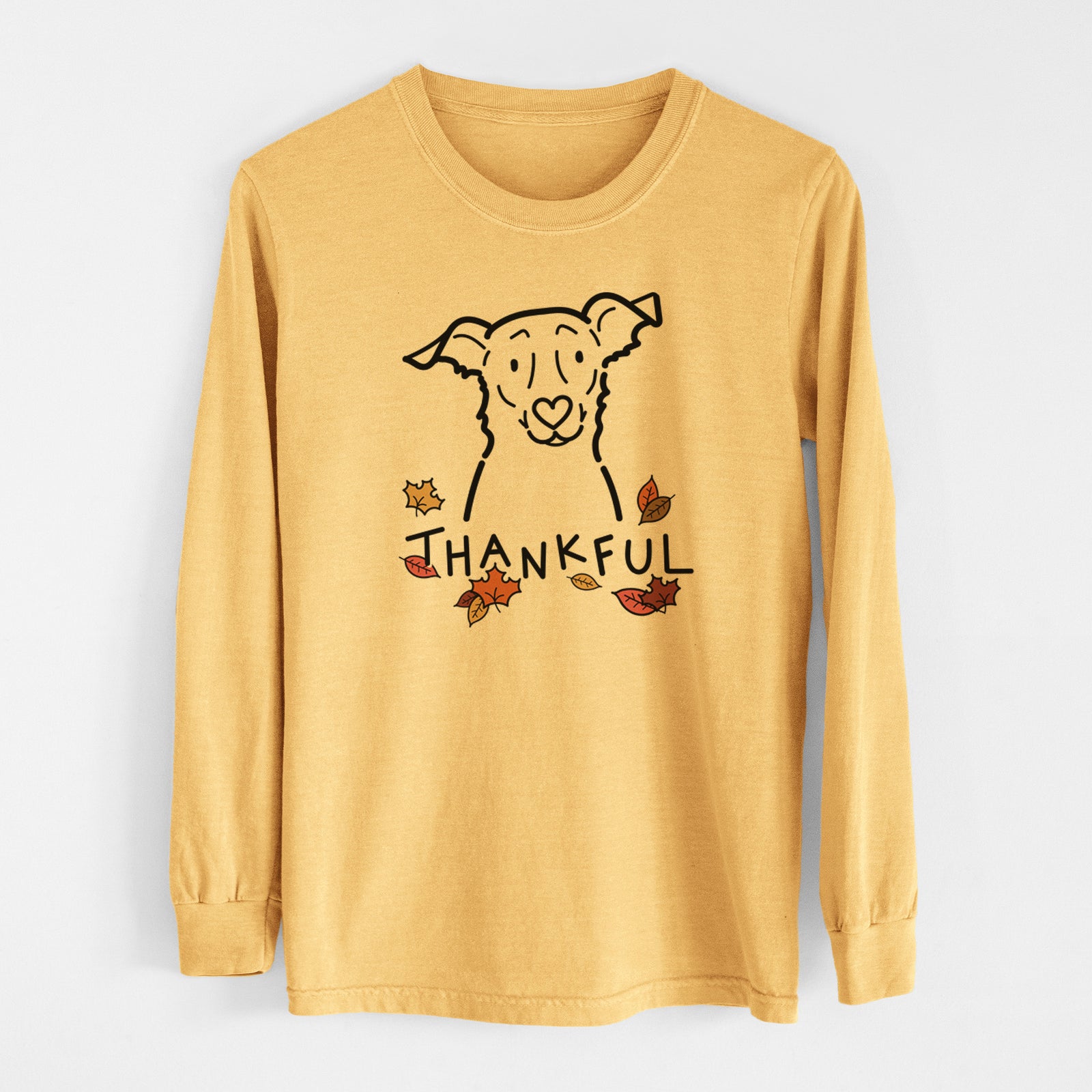 Thankful Border Collie Mix - Millie - Men's Heavyweight 100% Cotton Long Sleeve