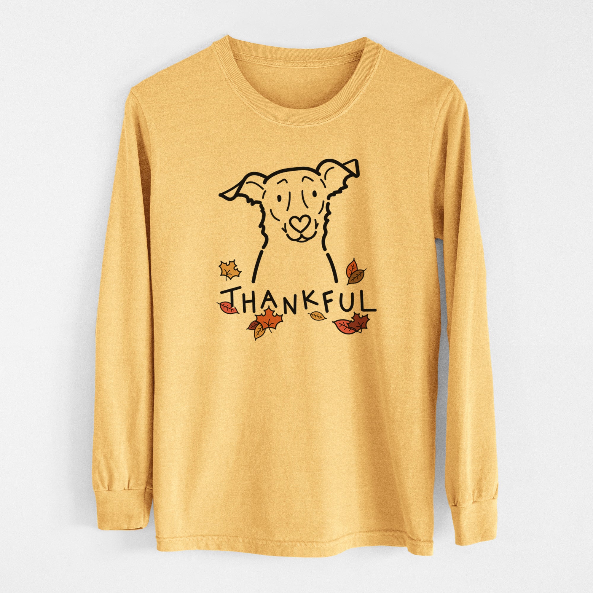 Thankful Border Collie Mix - Millie - Men's Heavyweight 100% Cotton Long Sleeve