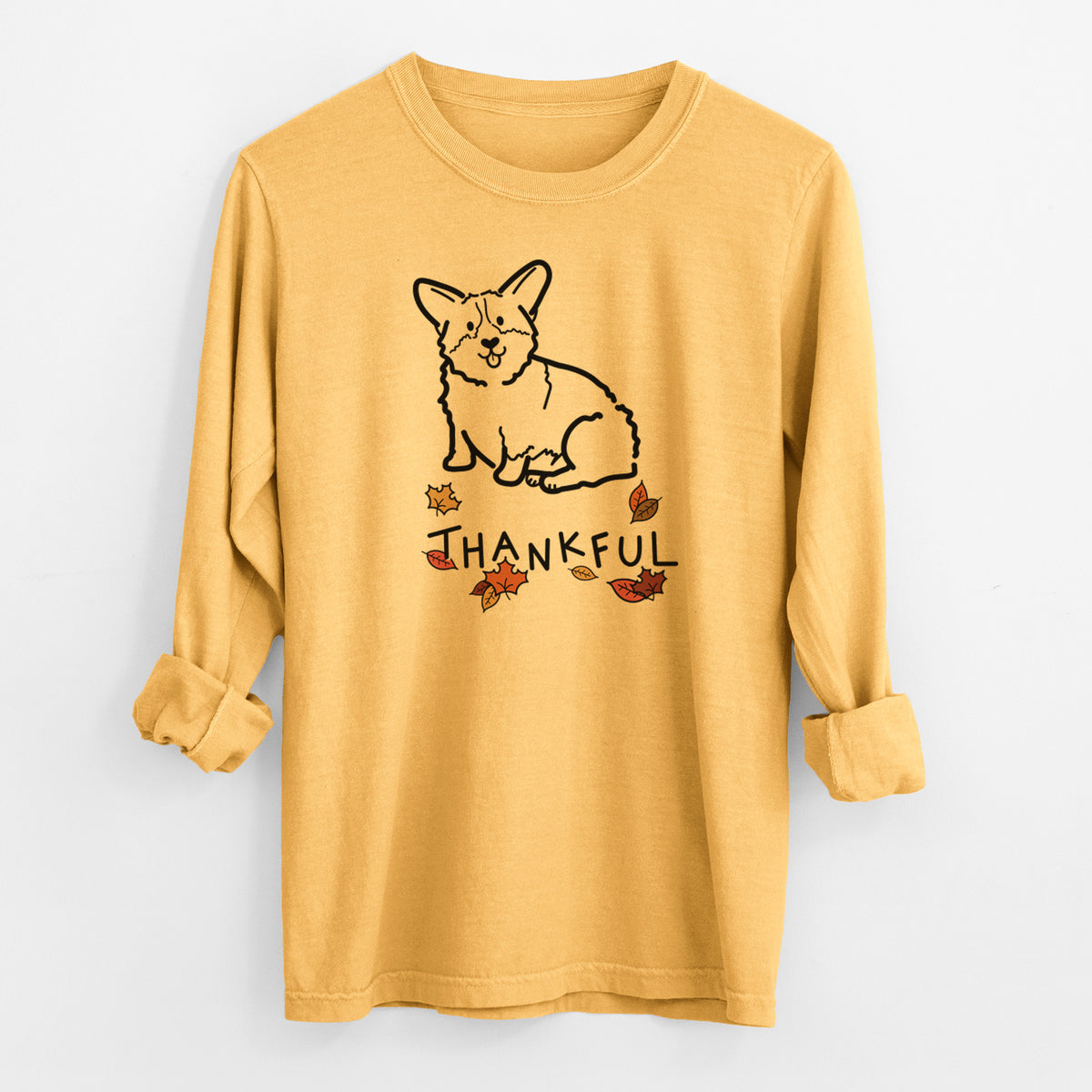 Thankful Pembroke Welsh Corgi - Millie - Men's Heavyweight 100% Cotton Long Sleeve