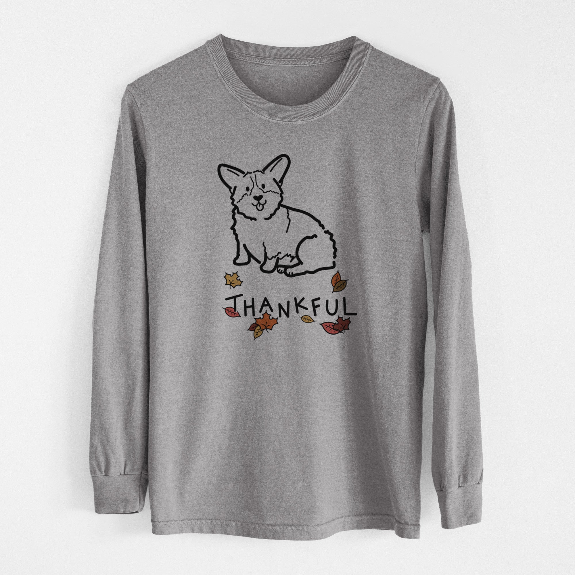 Thankful Pembroke Welsh Corgi - Millie - Men's Heavyweight 100% Cotton Long Sleeve