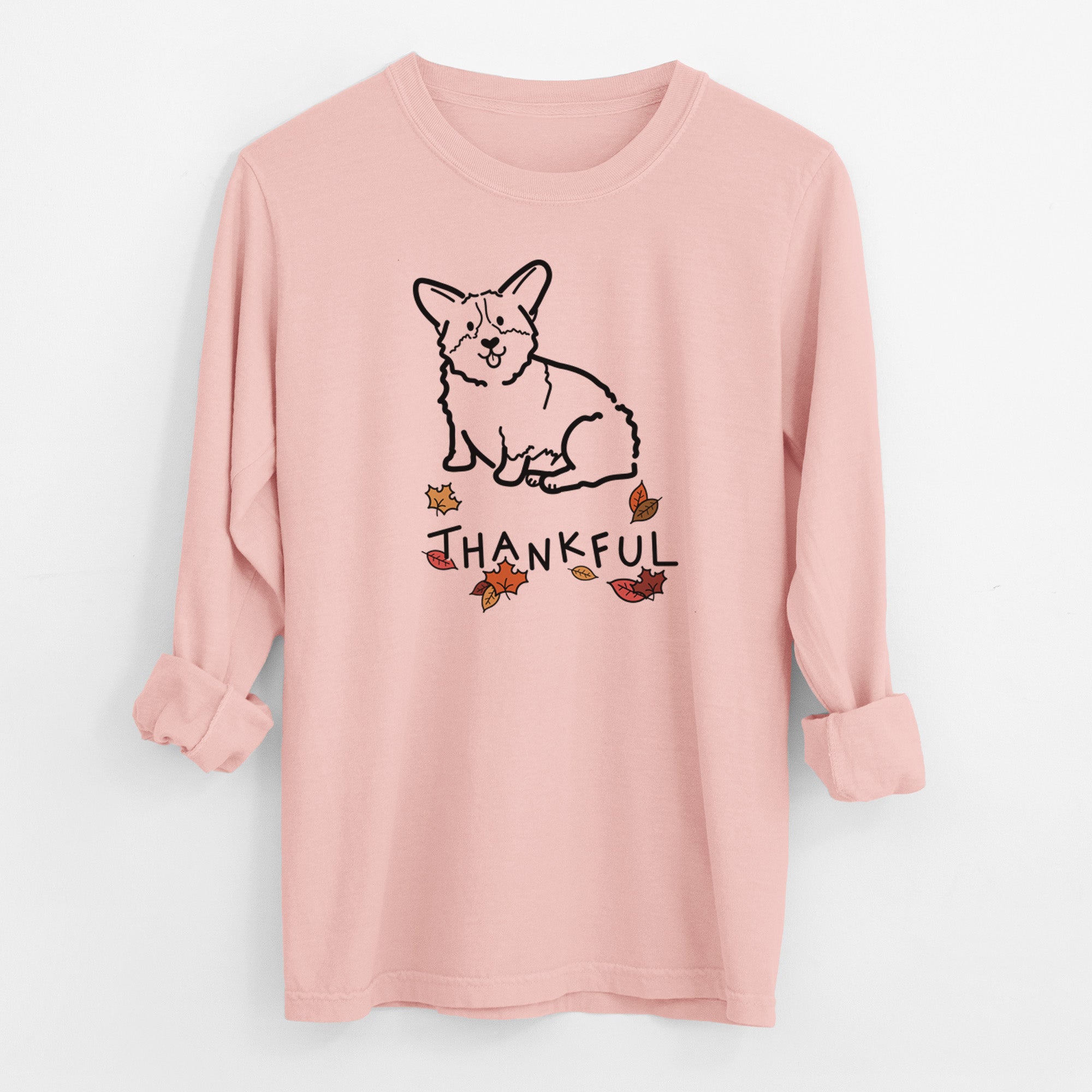 Thankful Pembroke Welsh Corgi - Millie - Men's Heavyweight 100% Cotton Long Sleeve