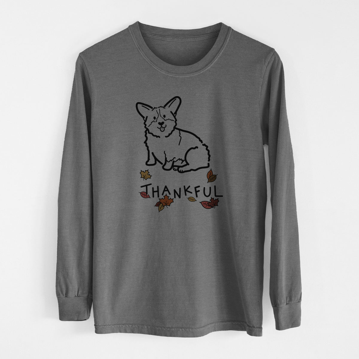 Thankful Pembroke Welsh Corgi - Millie - Men's Heavyweight 100% Cotton Long Sleeve