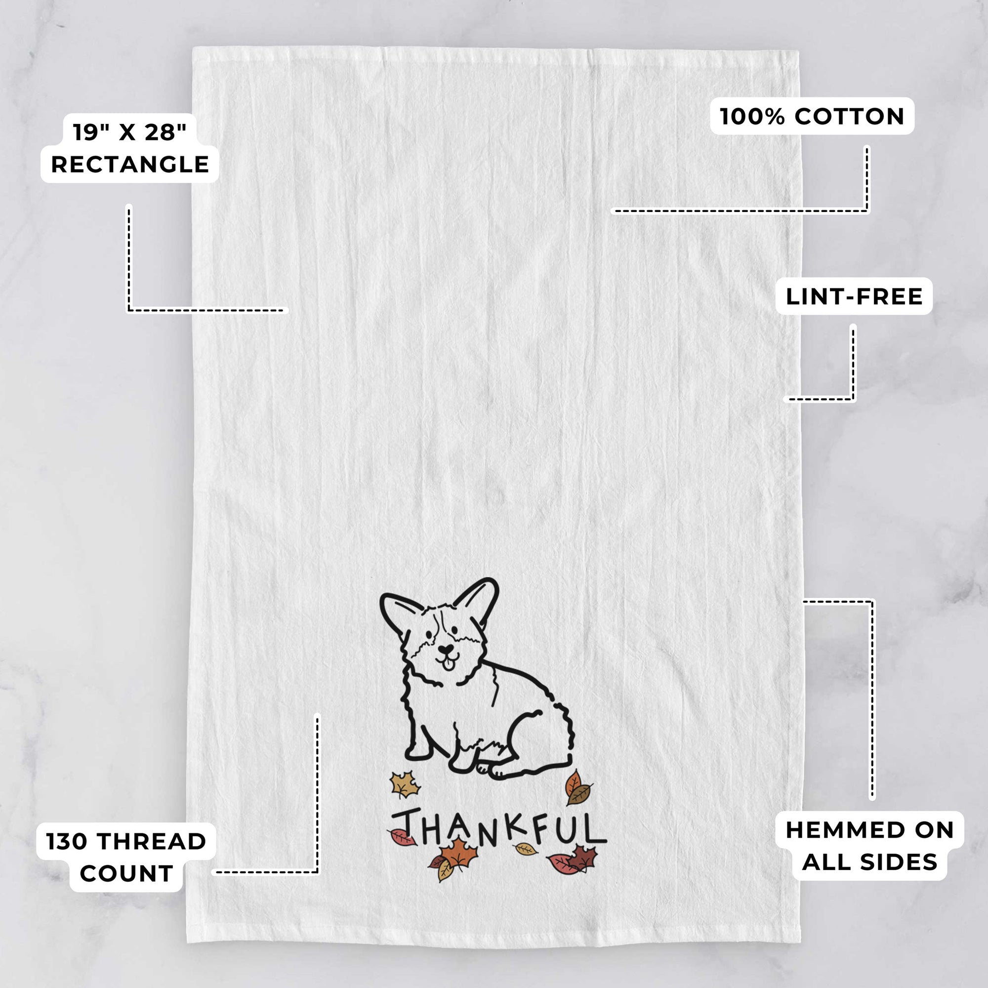 Thankful Pembroke Welsh Corgi - Millie - Tea Towel