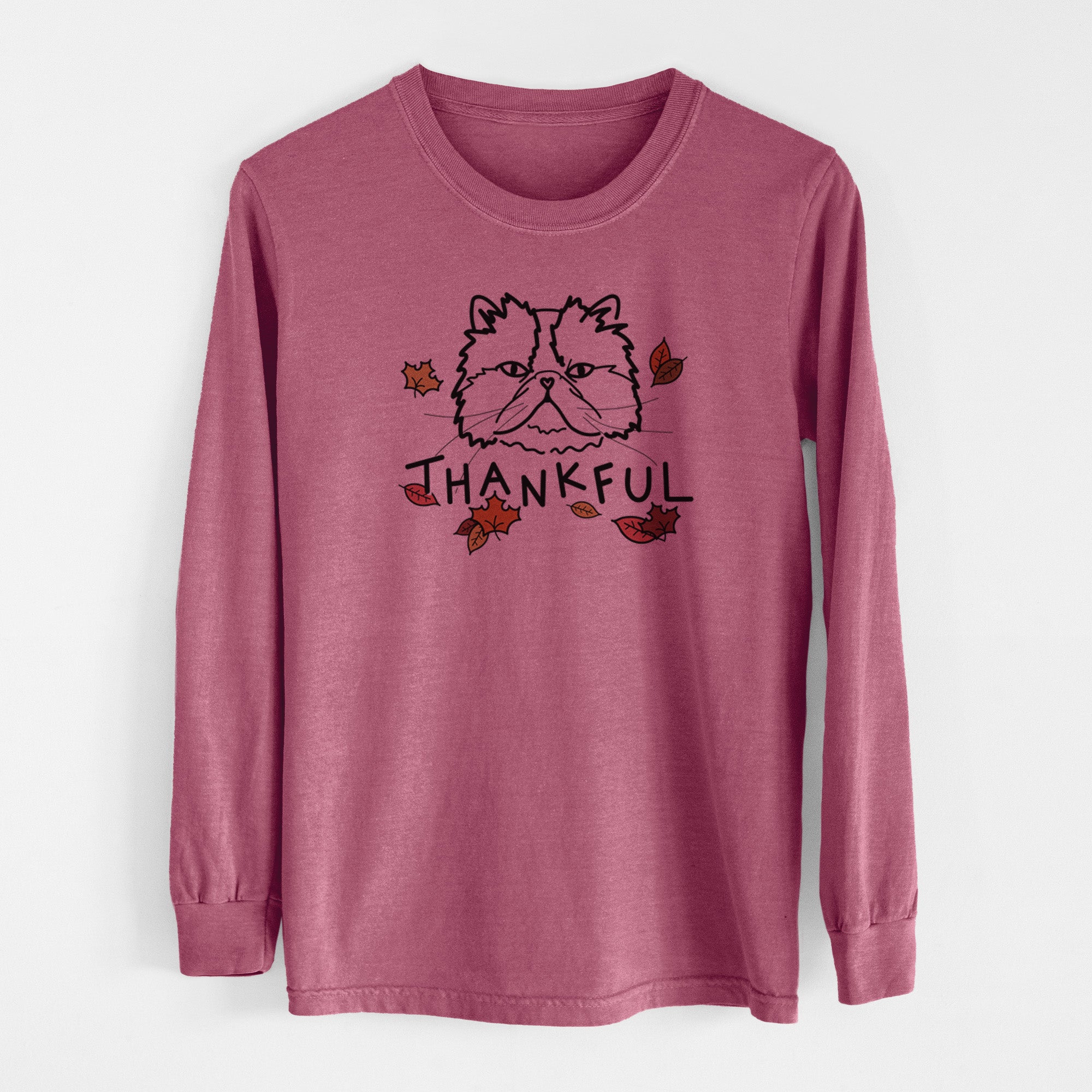 Thankful Persian Cat - Mila - Men's Heavyweight 100% Cotton Long Sleeve