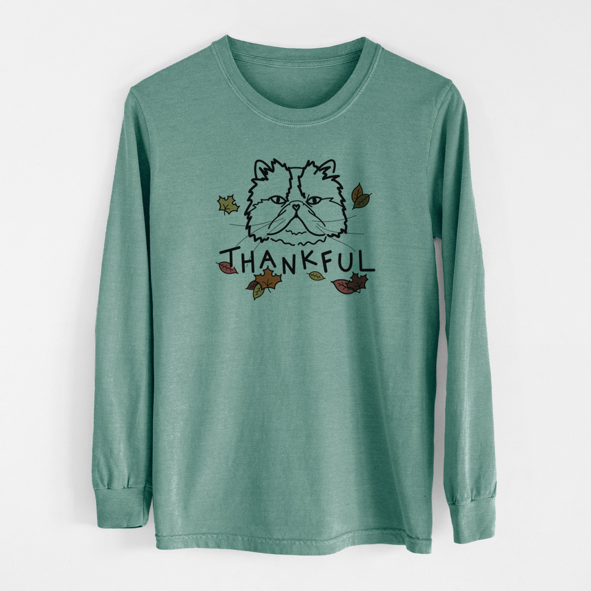 Thankful Persian Cat - Mila - Men's Heavyweight 100% Cotton Long Sleeve