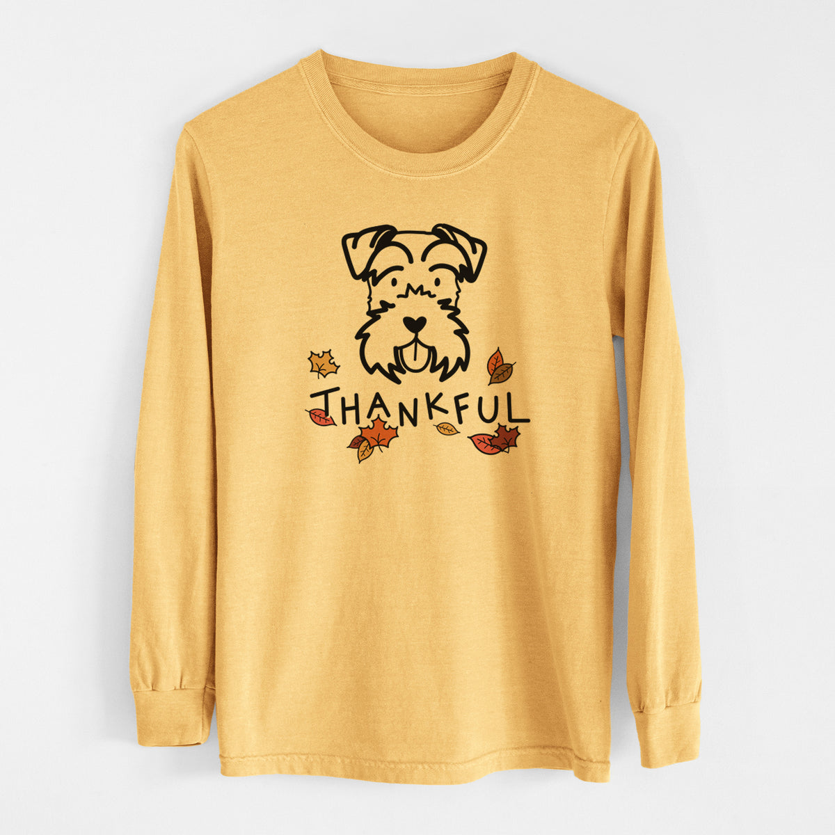 Thankful Miniature Schnauzer - Men&#39;s Heavyweight 100% Cotton Long Sleeve