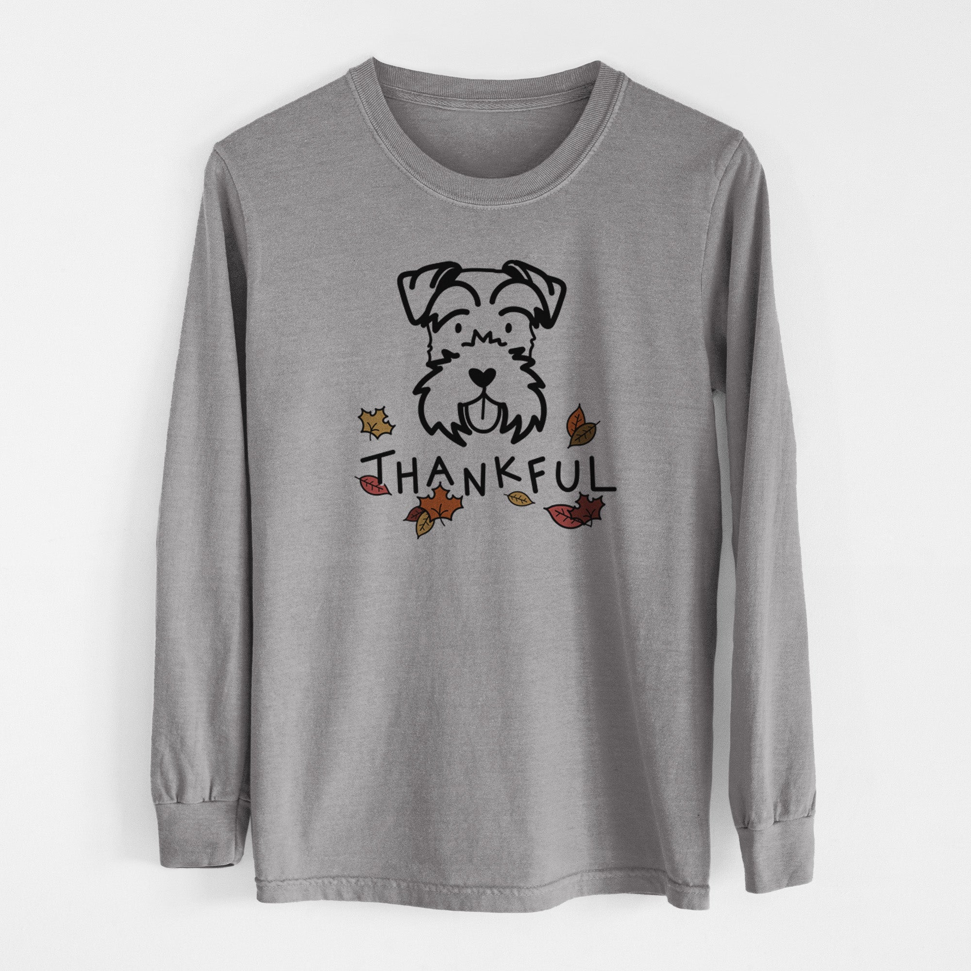 Thankful Miniature Schnauzer - Men's Heavyweight 100% Cotton Long Sleeve