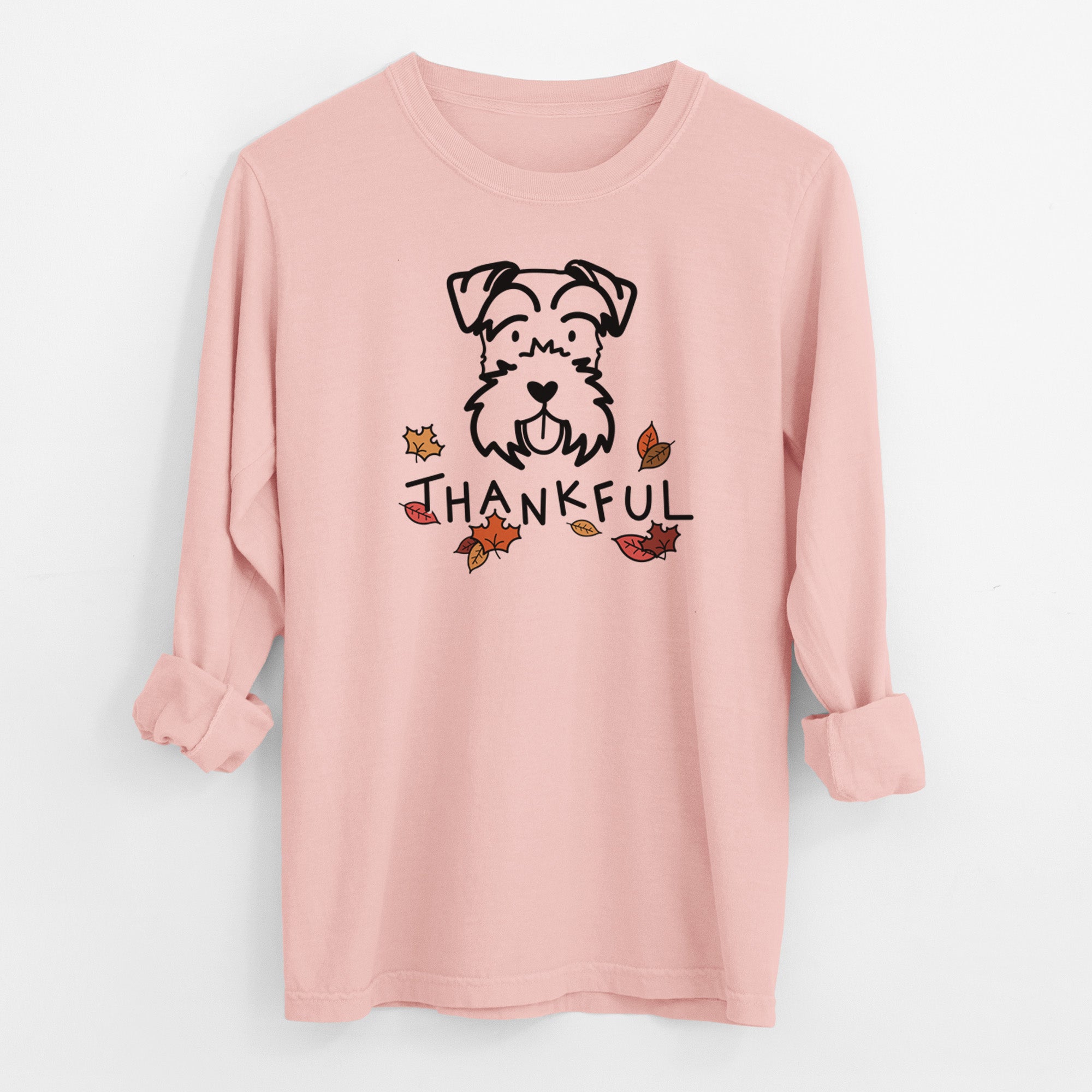 Thankful Miniature Schnauzer - Men's Heavyweight 100% Cotton Long Sleeve