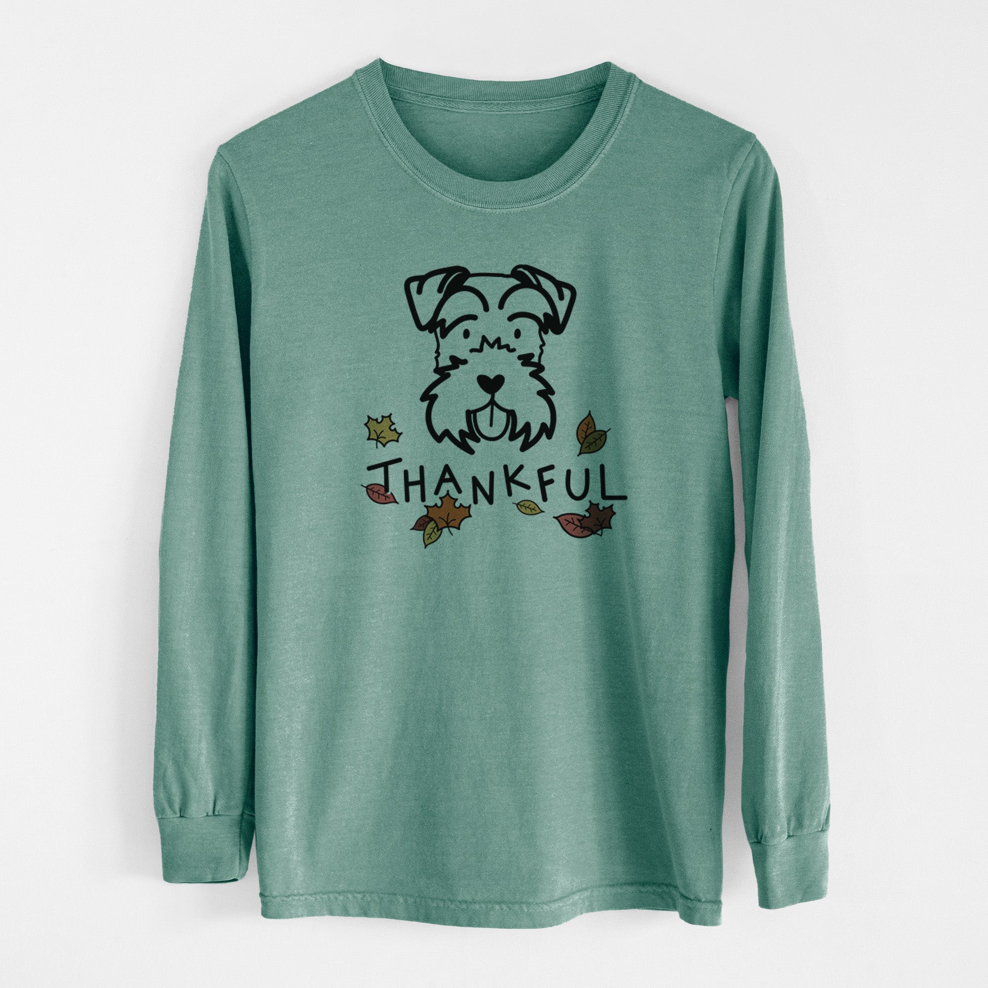 Thankful Miniature Schnauzer - Men's Heavyweight 100% Cotton Long Sleeve