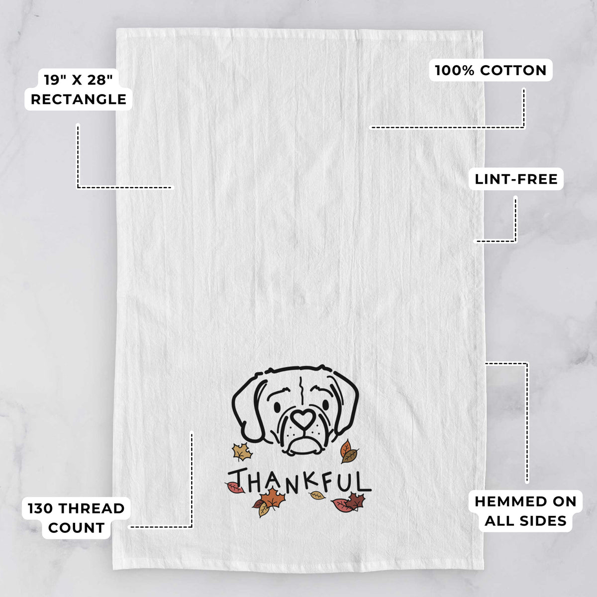 Thankful Puggle - Mitzi - Tea Towel