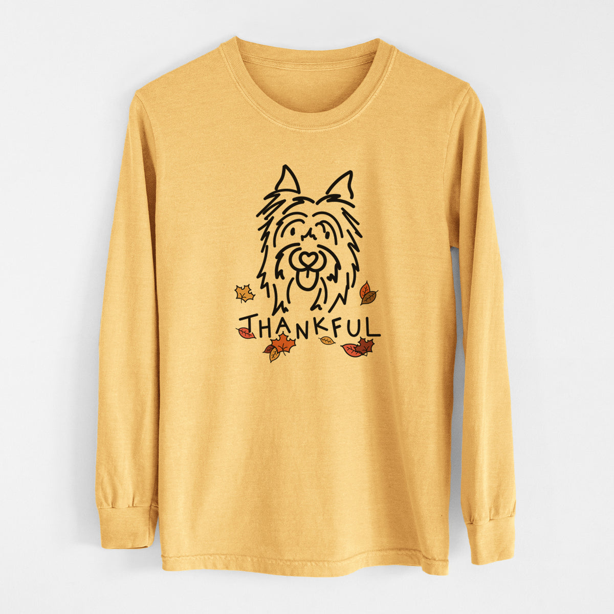 Thankful Silky Terrier - Monty - Heavyweight 100% Cotton Long Sleeve