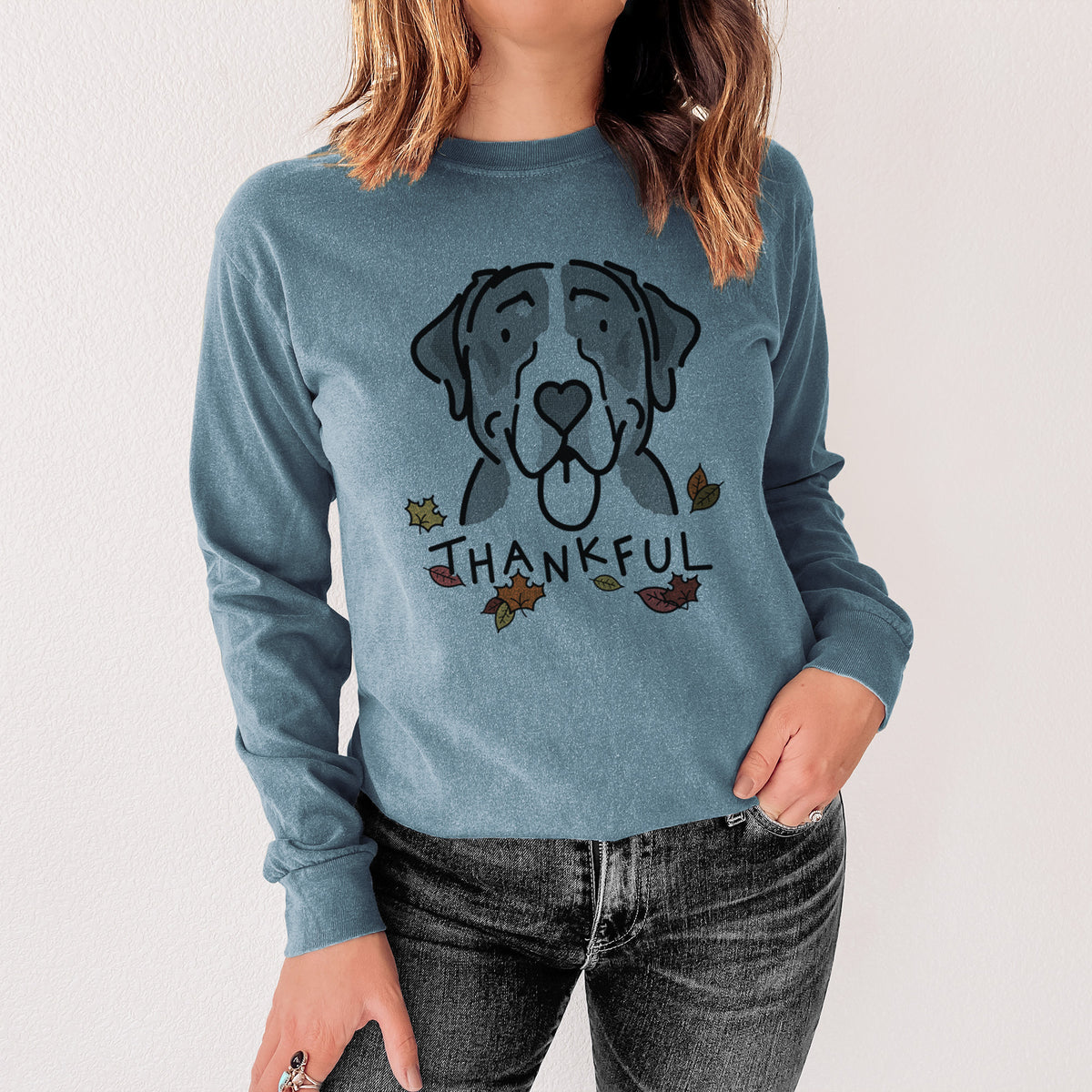 Thankful Greater Swiss Mountain Dog - Moose - Heavyweight 100% Cotton Long Sleeve