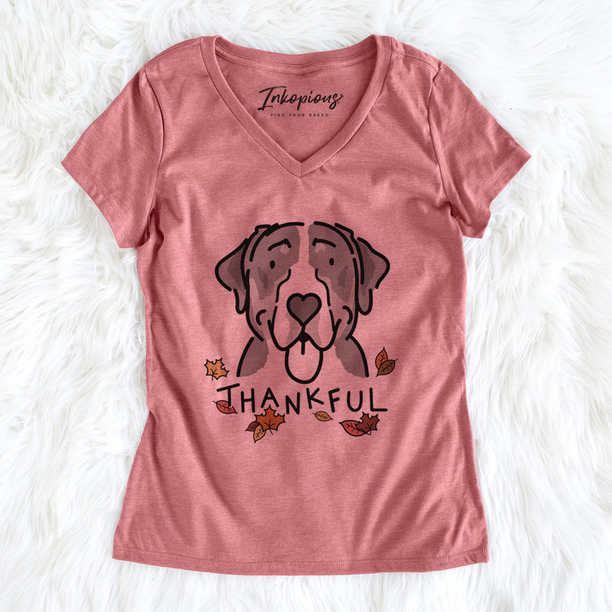Thankful Greater Swiss Mountain Dog - Moose - Women's Perfect V-neck Shirt