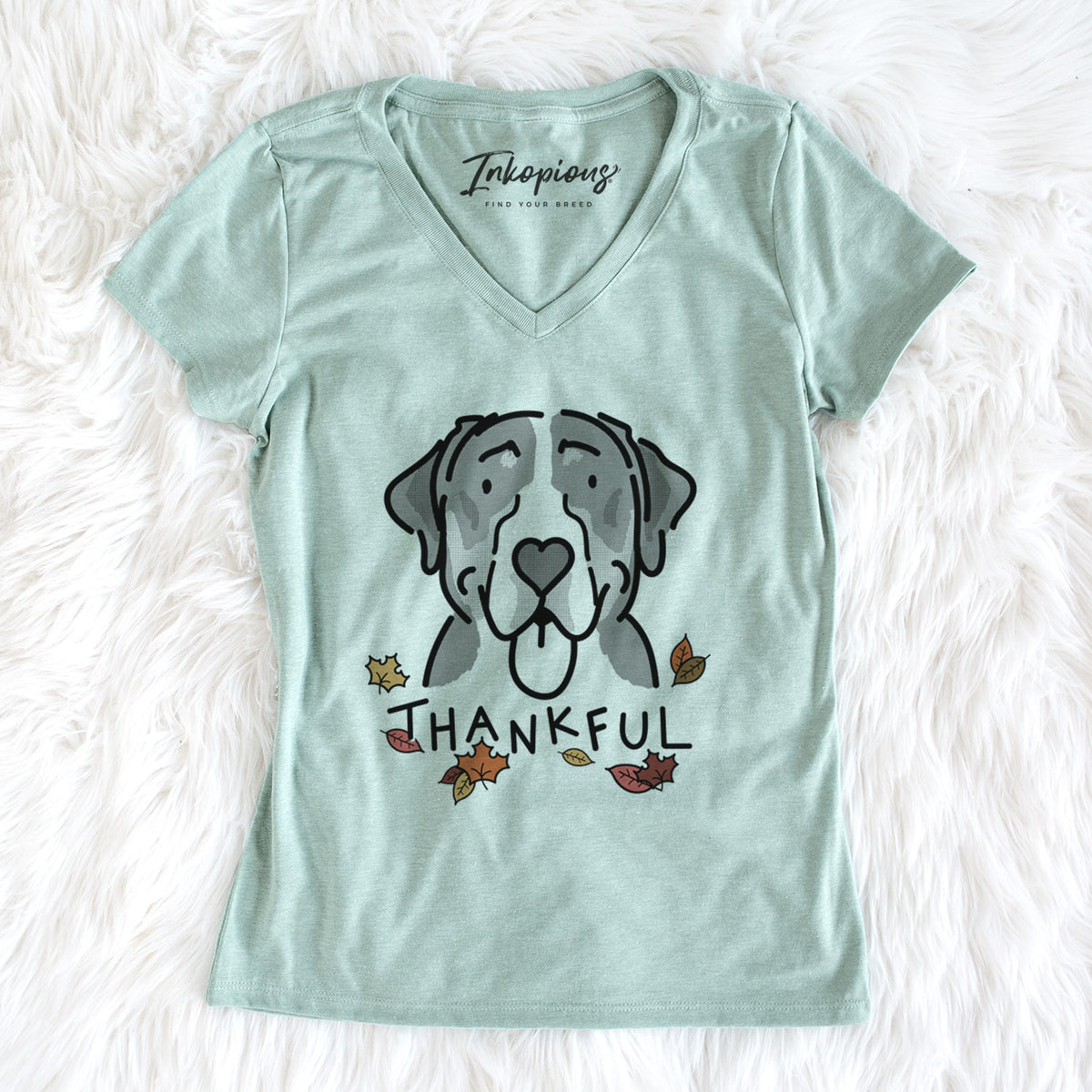 Thankful Greater Swiss Mountain Dog - Moose - Women's Perfect V-neck Shirt