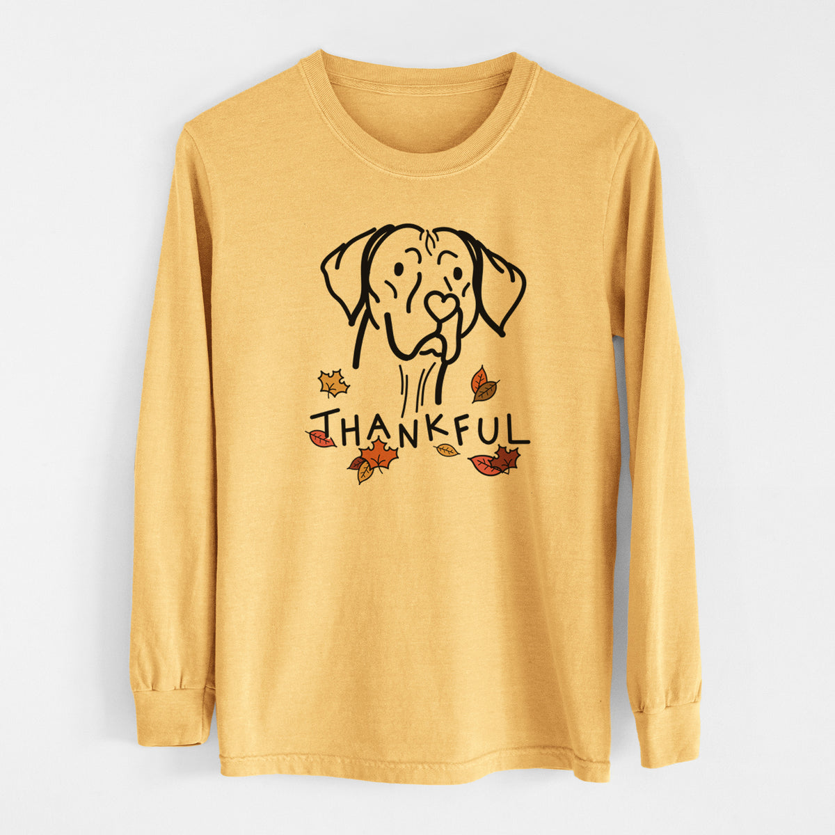 Thankful Vizsla - Moose - Men&#39;s Heavyweight 100% Cotton Long Sleeve