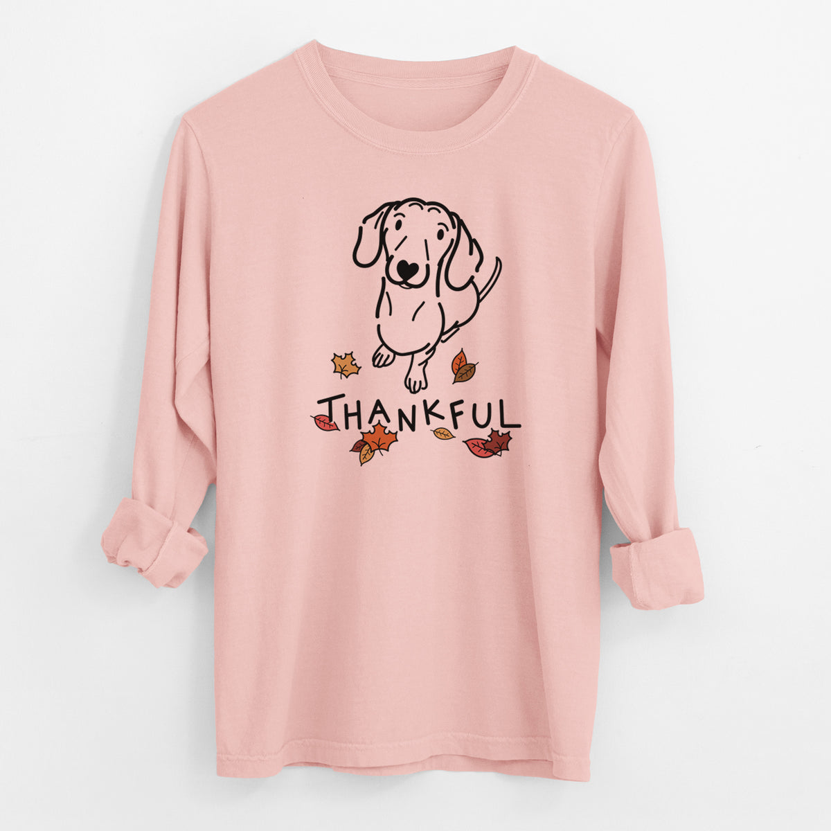Thankful Dachshund - Moxie - Men's Heavyweight 100% Cotton Long Sleeve