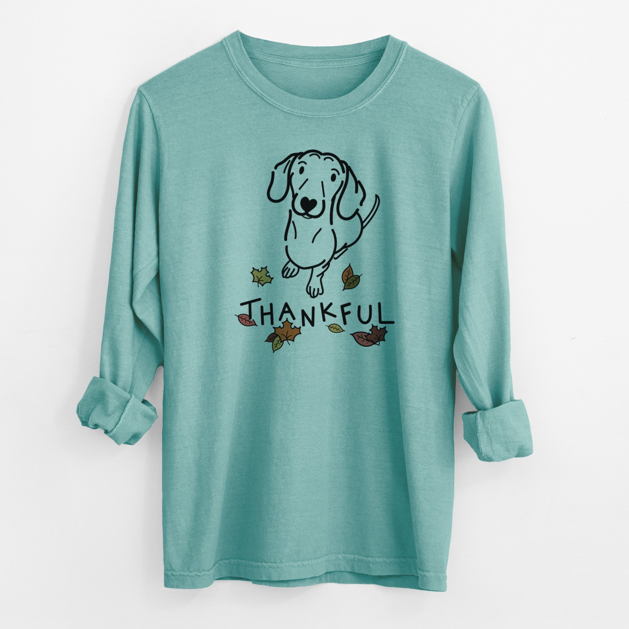 Thankful Dachshund - Moxie - Men's Heavyweight 100% Cotton Long Sleeve