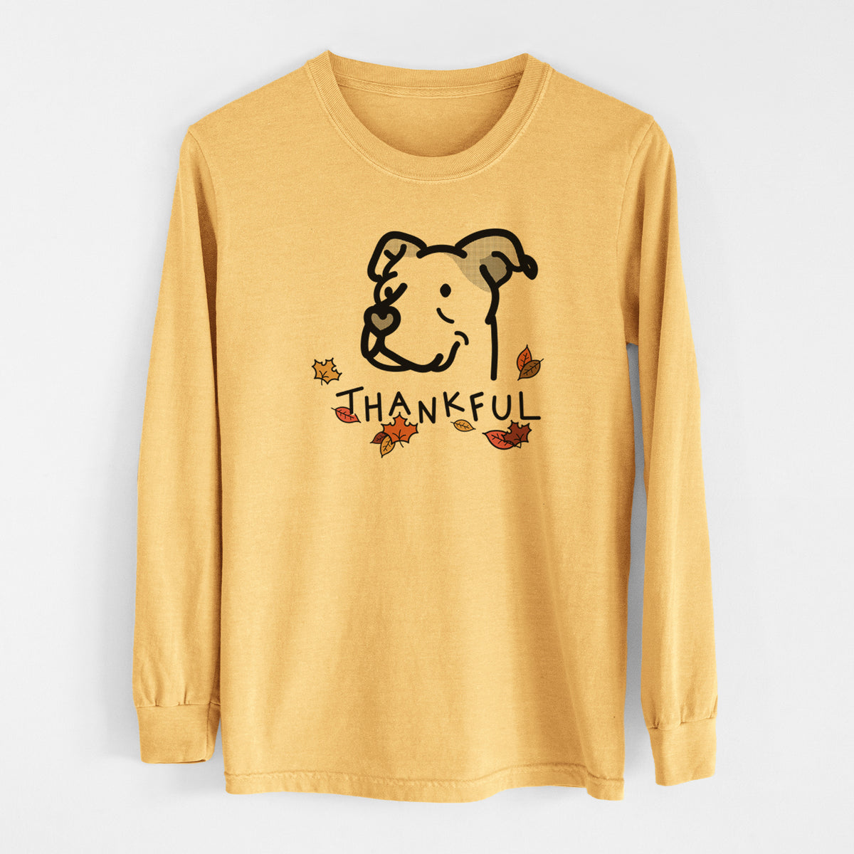 Thankful Pitbull Mix - Mr. Sir - Men&#39;s Heavyweight 100% Cotton Long Sleeve