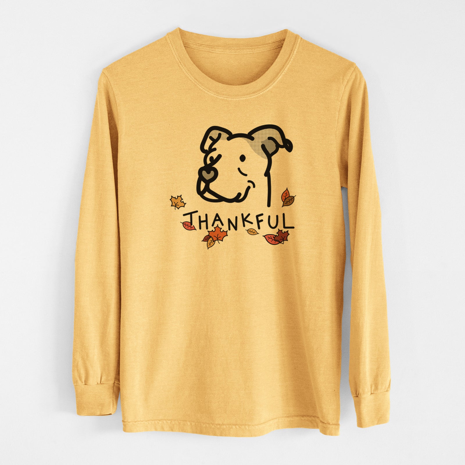 Thankful Pitbull Mix - Mr. Sir - Men's Heavyweight 100% Cotton Long Sleeve