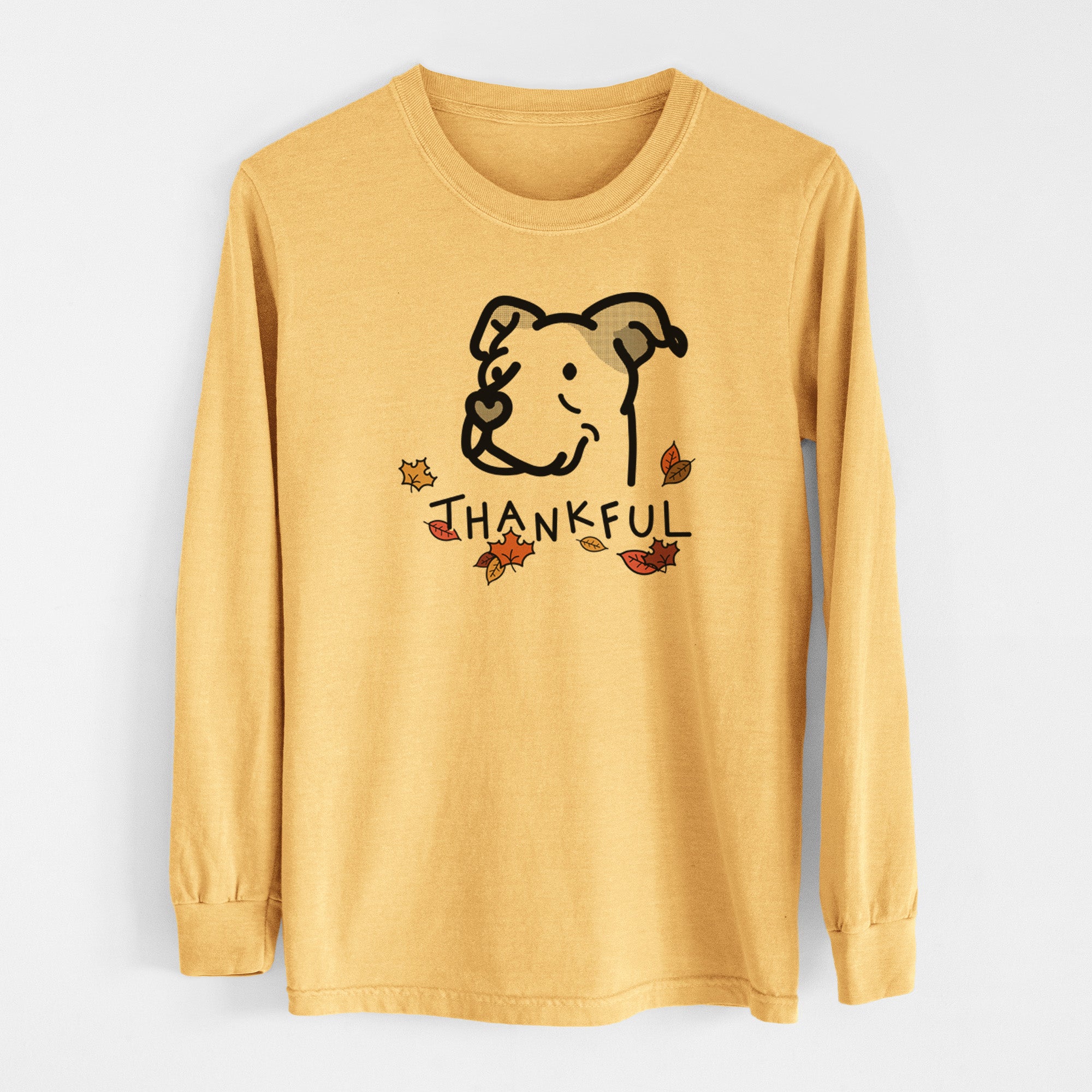 Thankful Pitbull Mix - Mr. Sir - Men's Heavyweight 100% Cotton Long Sleeve