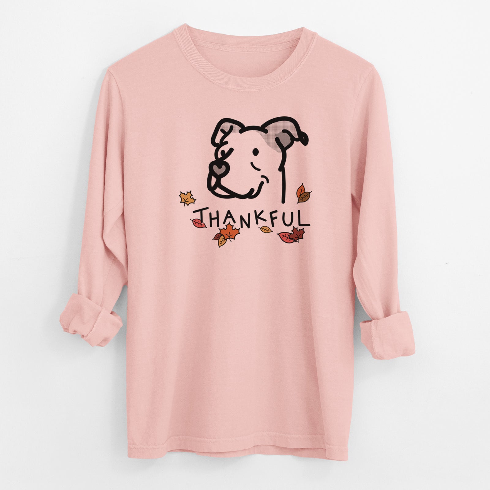 Thankful Pitbull Mix - Mr. Sir - Men's Heavyweight 100% Cotton Long Sleeve