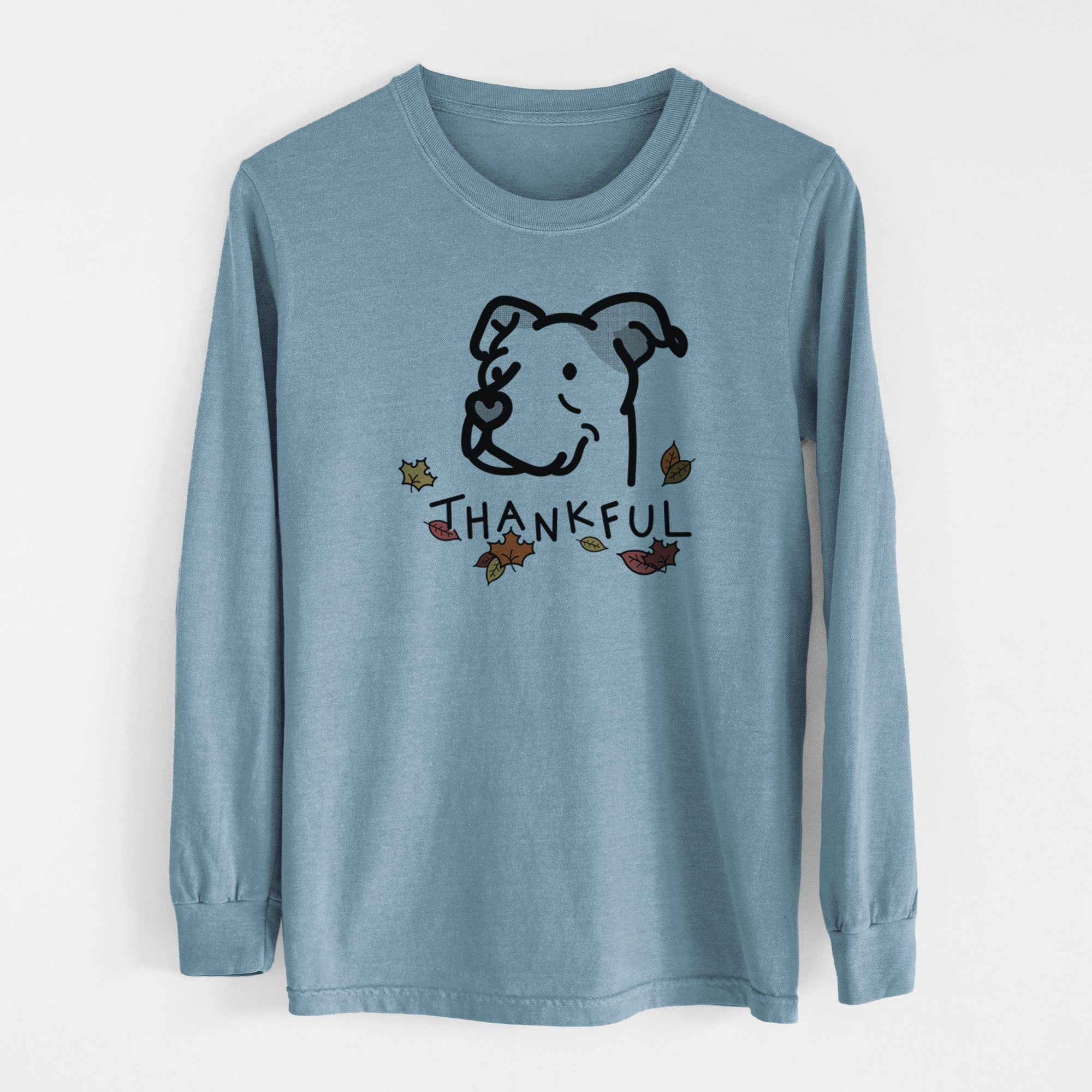 Thankful Pitbull Mix - Mr. Sir - Men's Heavyweight 100% Cotton Long Sleeve