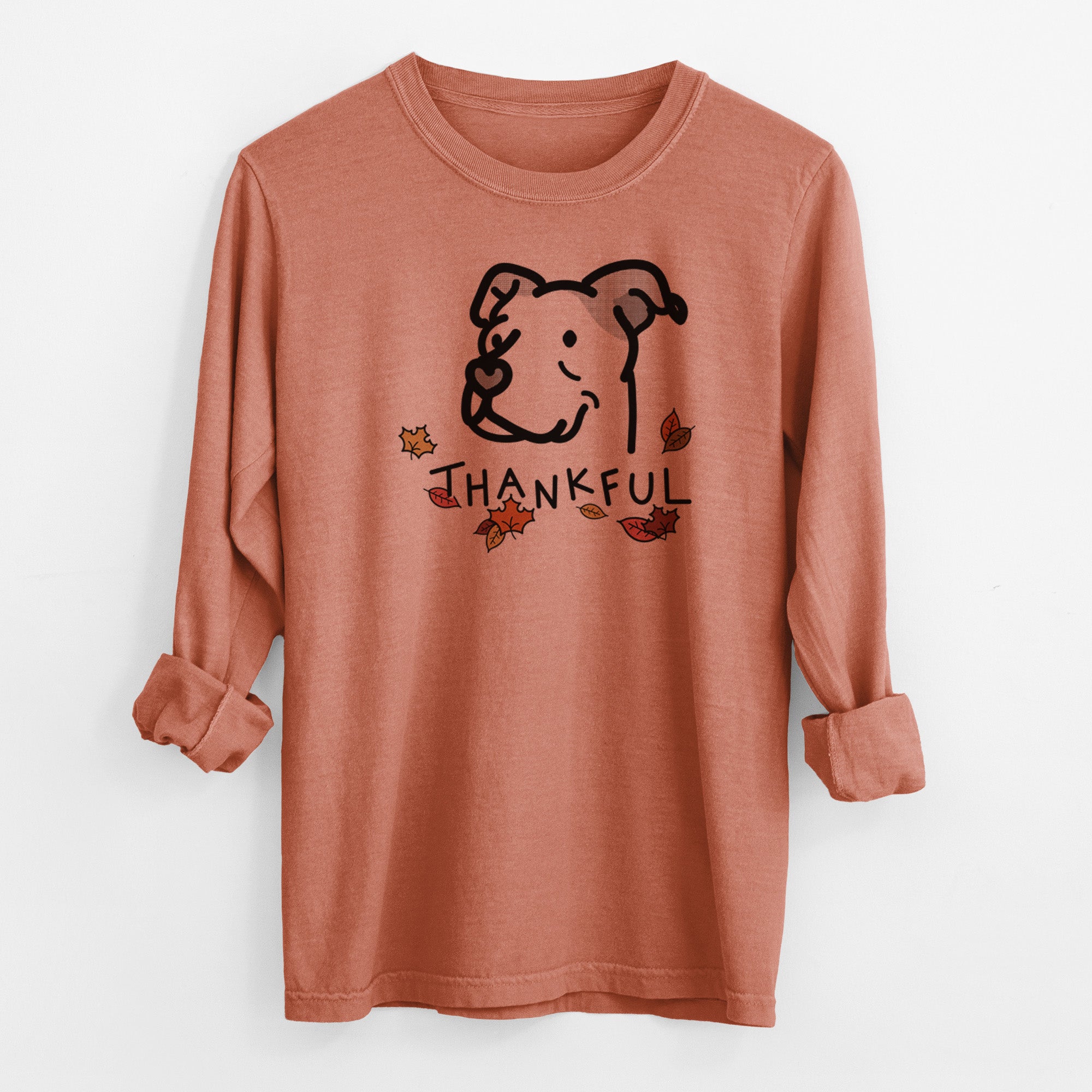 Thankful Pitbull Mix - Mr. Sir - Men's Heavyweight 100% Cotton Long Sleeve