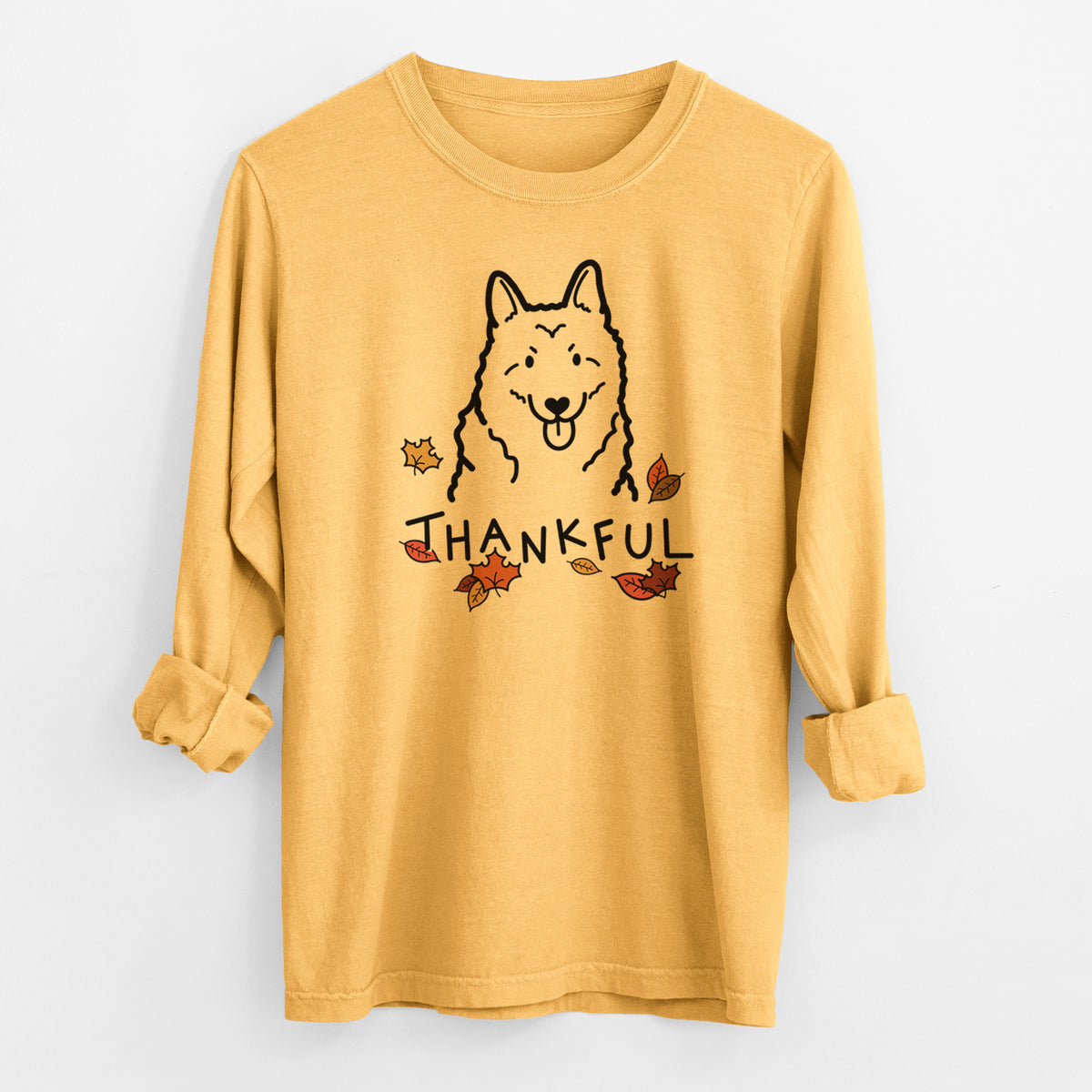 Thankful Norwegian Elkhound - Men's Heavyweight 100% Cotton Long Sleeve