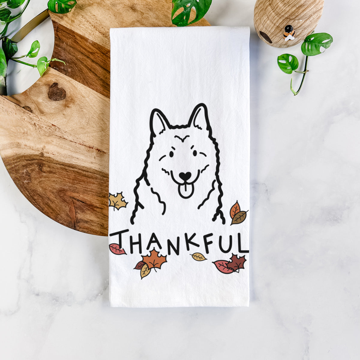 Thankful Norwegian Elkhound - Tea Towel